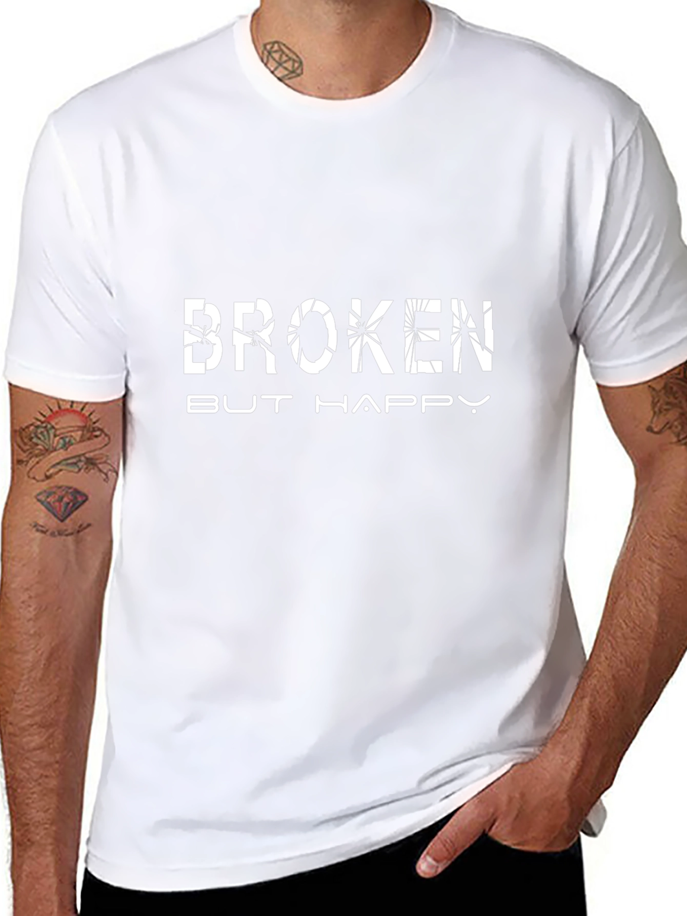 Broken But Happy Graphic Tee - Stylish Comfort