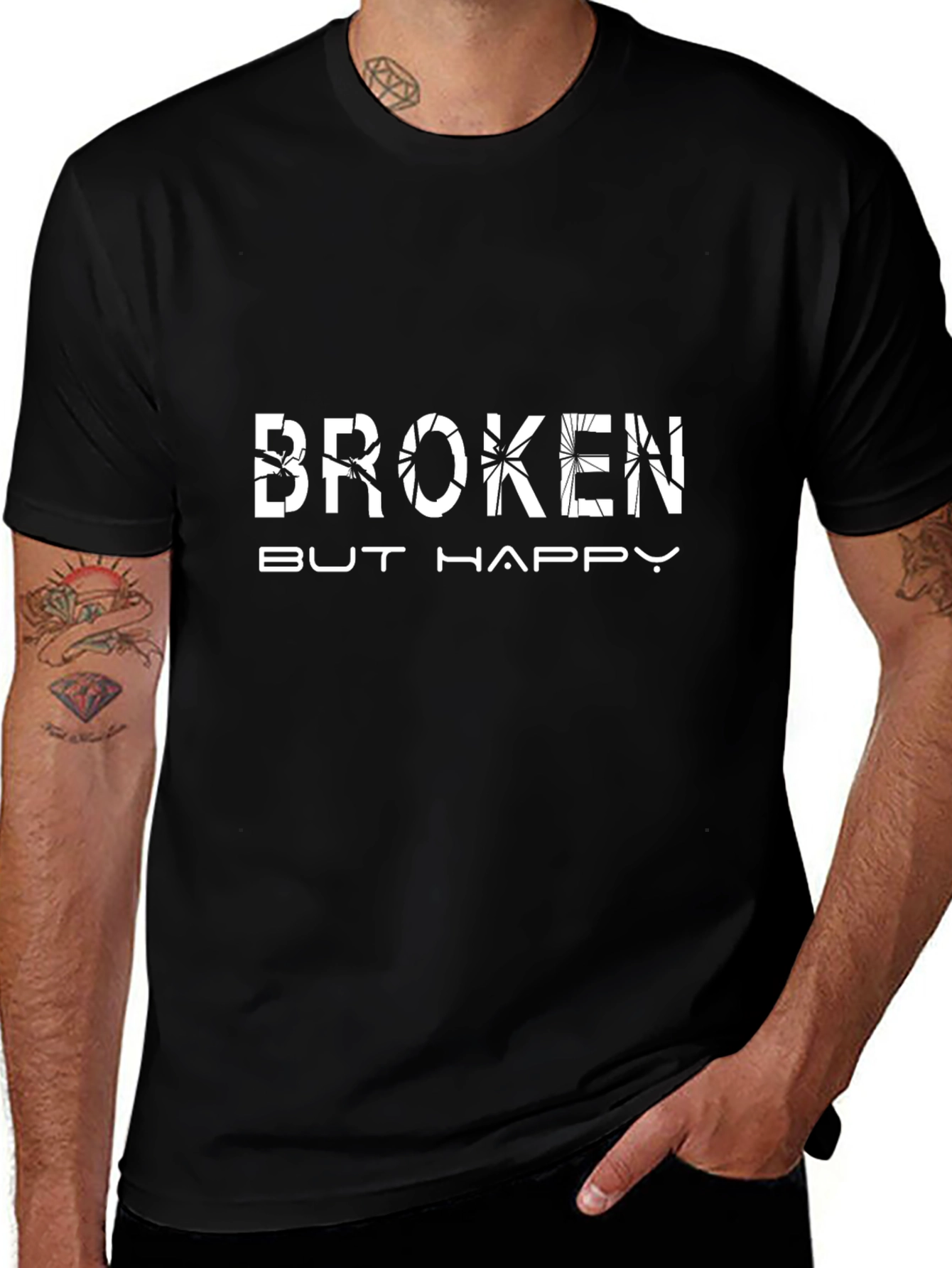 Broken But Happy Graphic Tee - Stylish Comfort