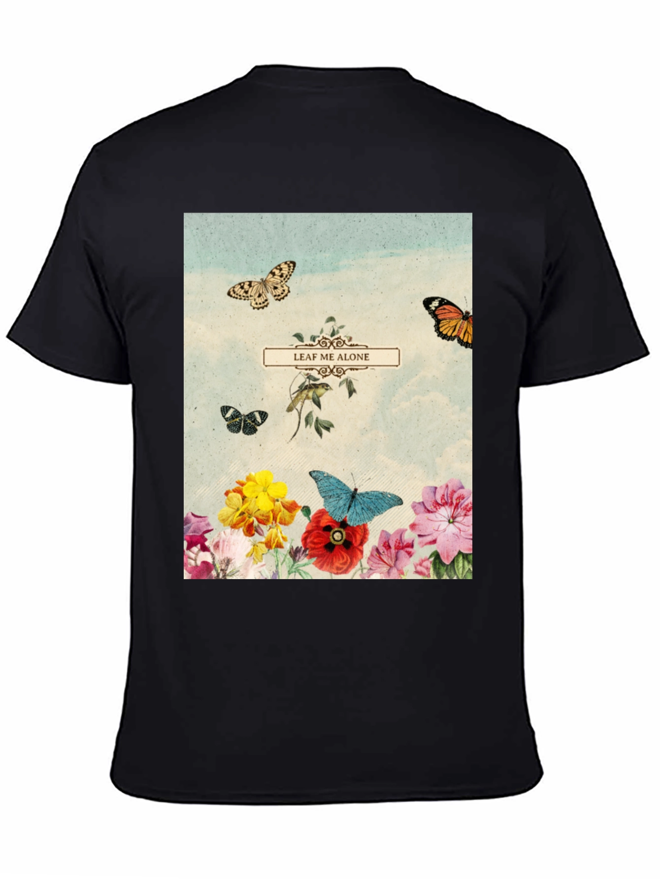 Leaf Me Alone T-Shirt - Floral Butterfly Graphic