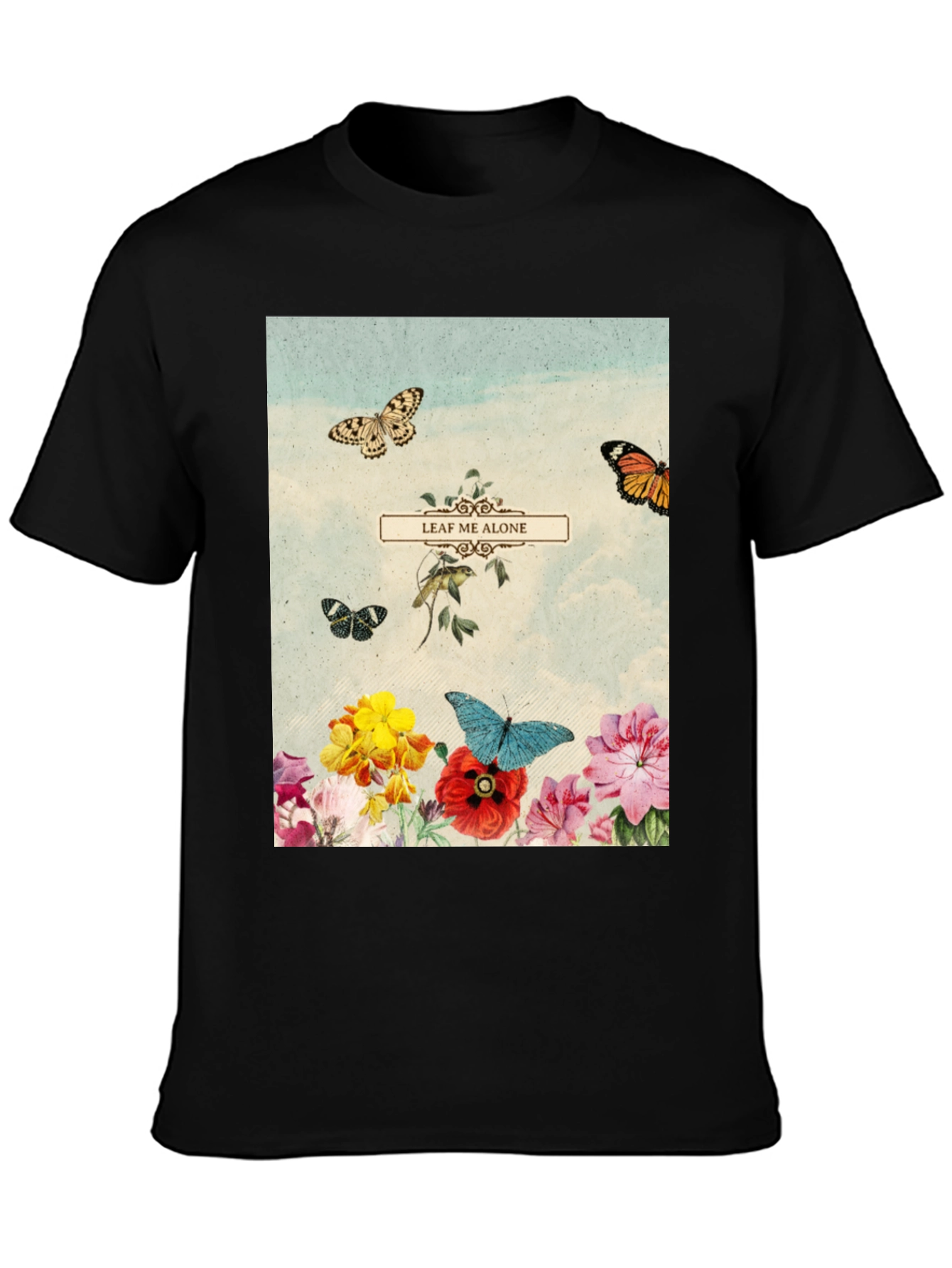 Leaf Me Alone T-Shirt - Floral Butterfly Graphic