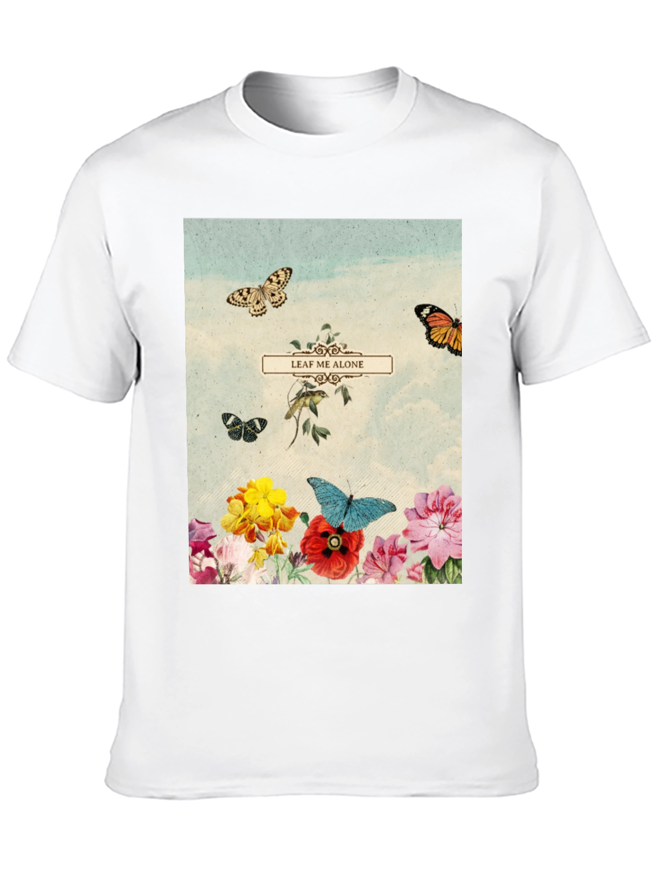 Leaf Me Alone T-Shirt - Floral Butterfly Graphic
