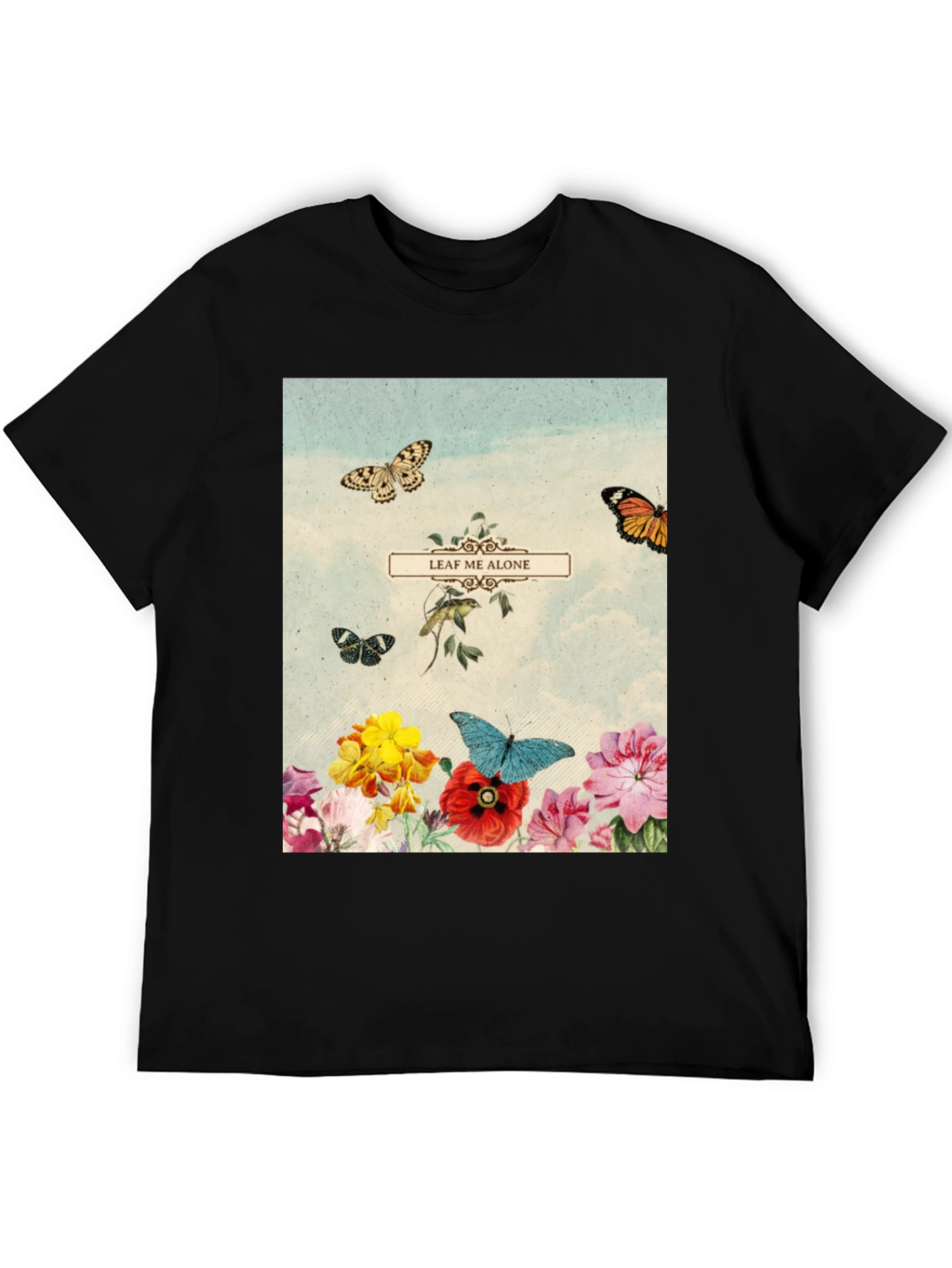 Leaf Me Alone T-Shirt - Floral Butterfly Graphic
