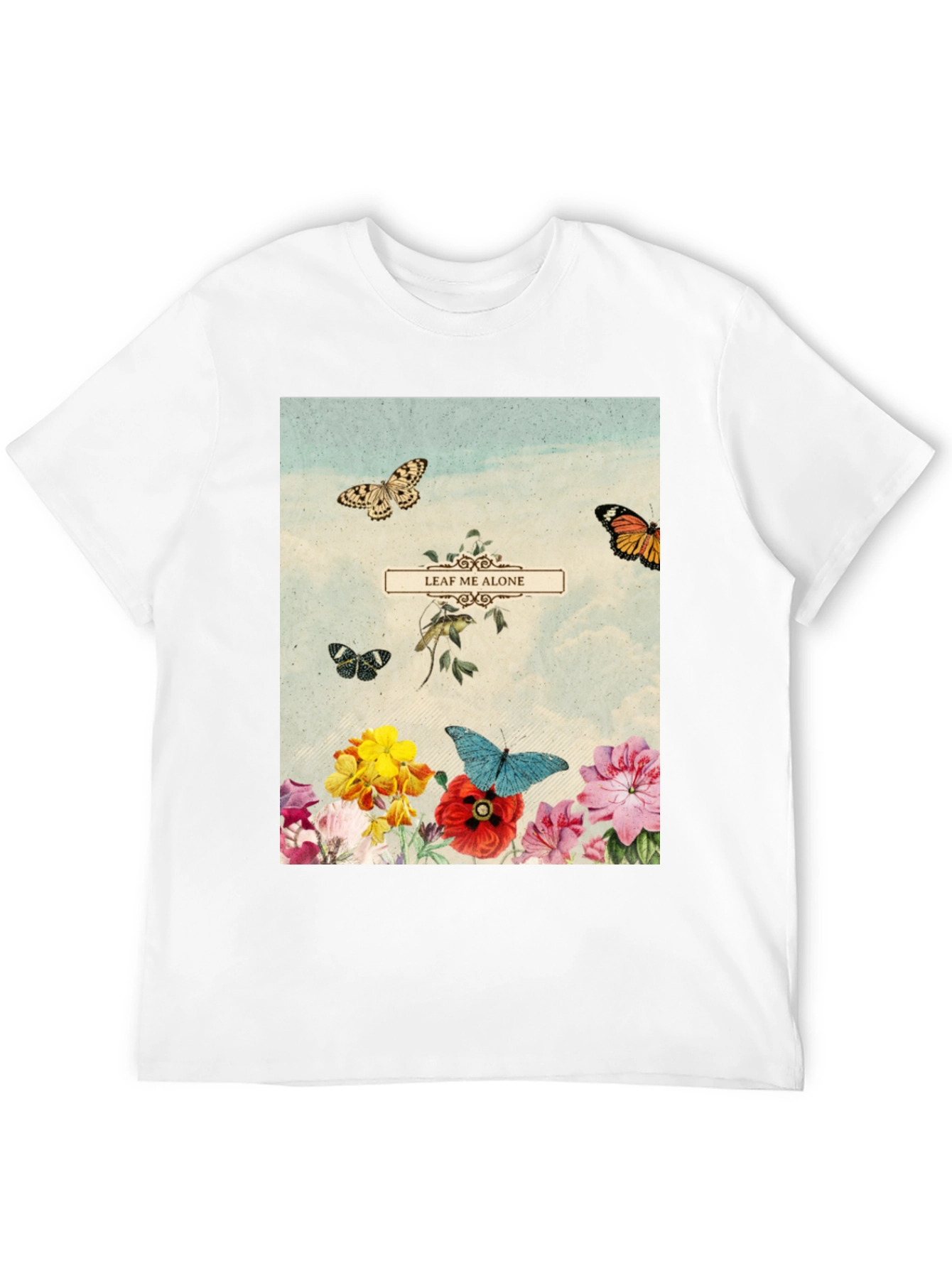 Leaf Me Alone T-Shirt - Floral Butterfly Graphic