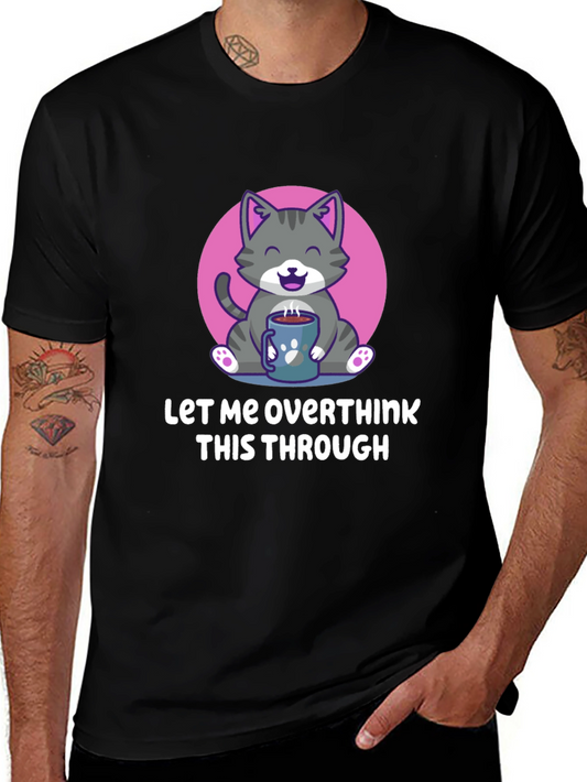 Overthinking Cat T-Shirt - Coffee Lover Tee