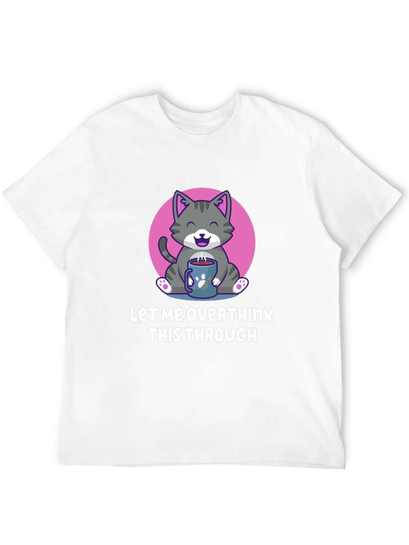 Overthinking Cat T-Shirt - Coffee Lover Tee