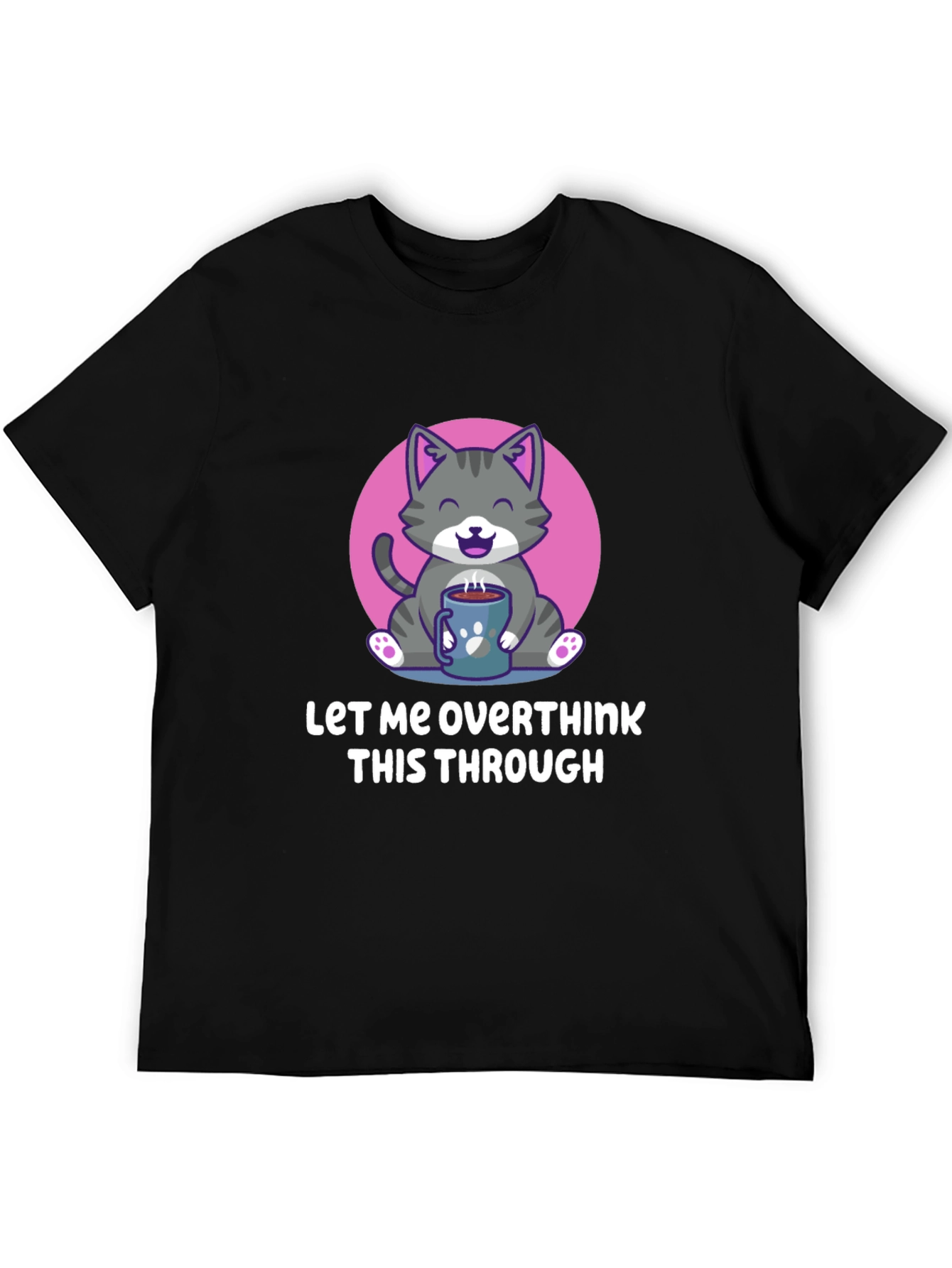 Overthinking Cat T-Shirt - Coffee Lover Tee