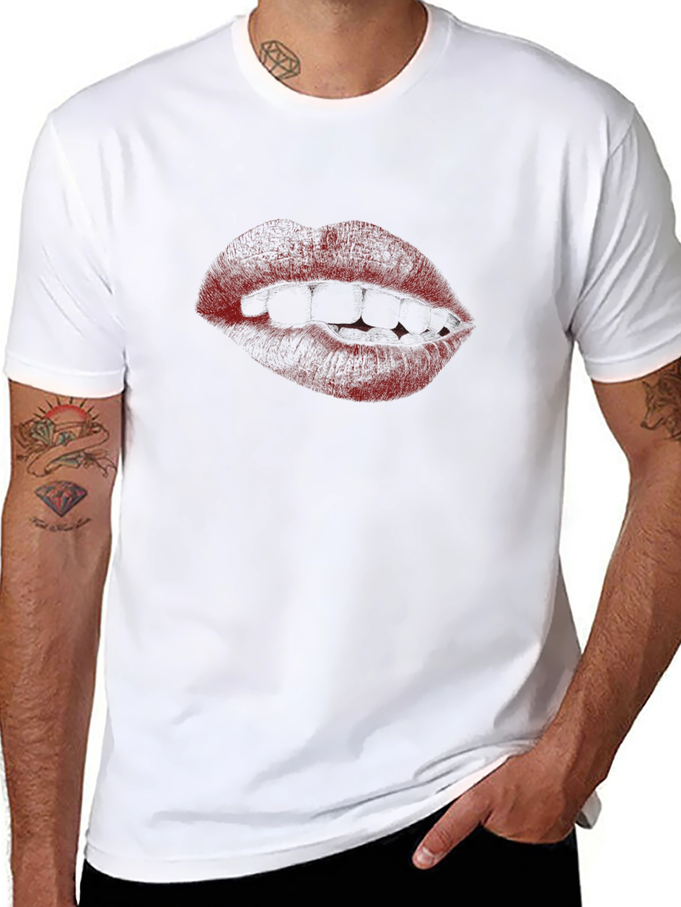 Vampire Lips Graphic Tee - Mens Black T-Shirt