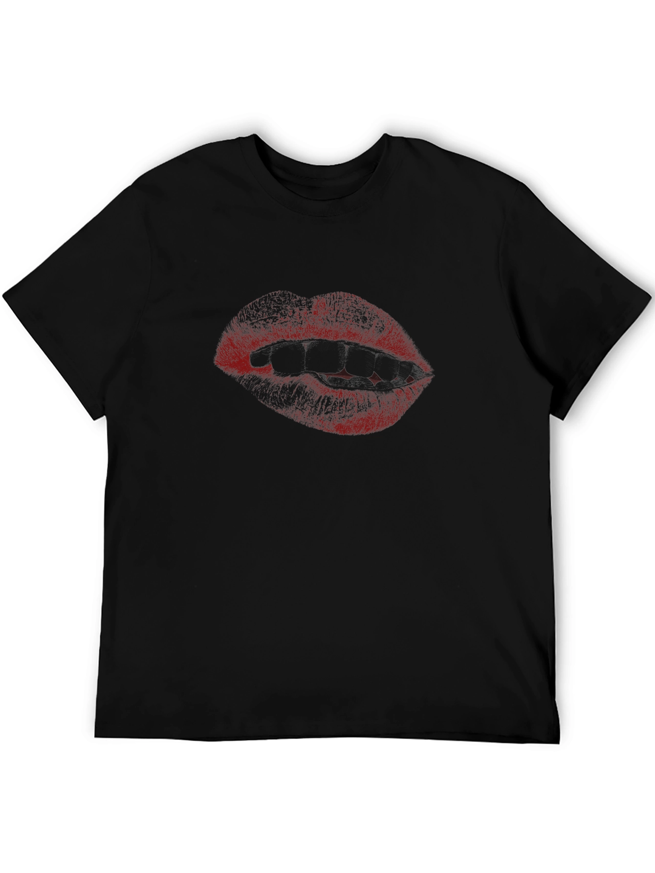 Vampire Lips Graphic Tee - Mens Black T-Shirt