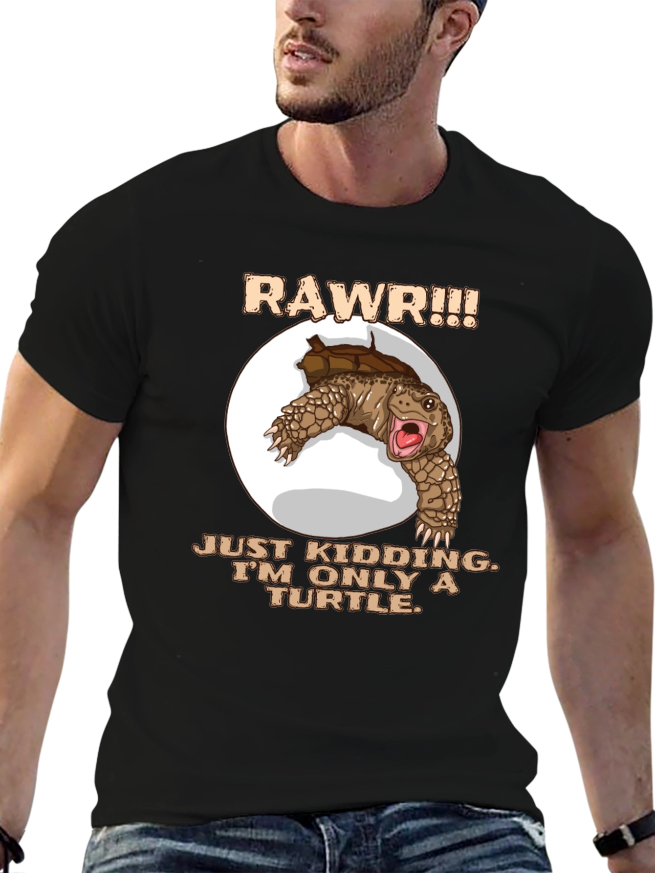 Funny Turtle RAWR Graphic T-Shirt