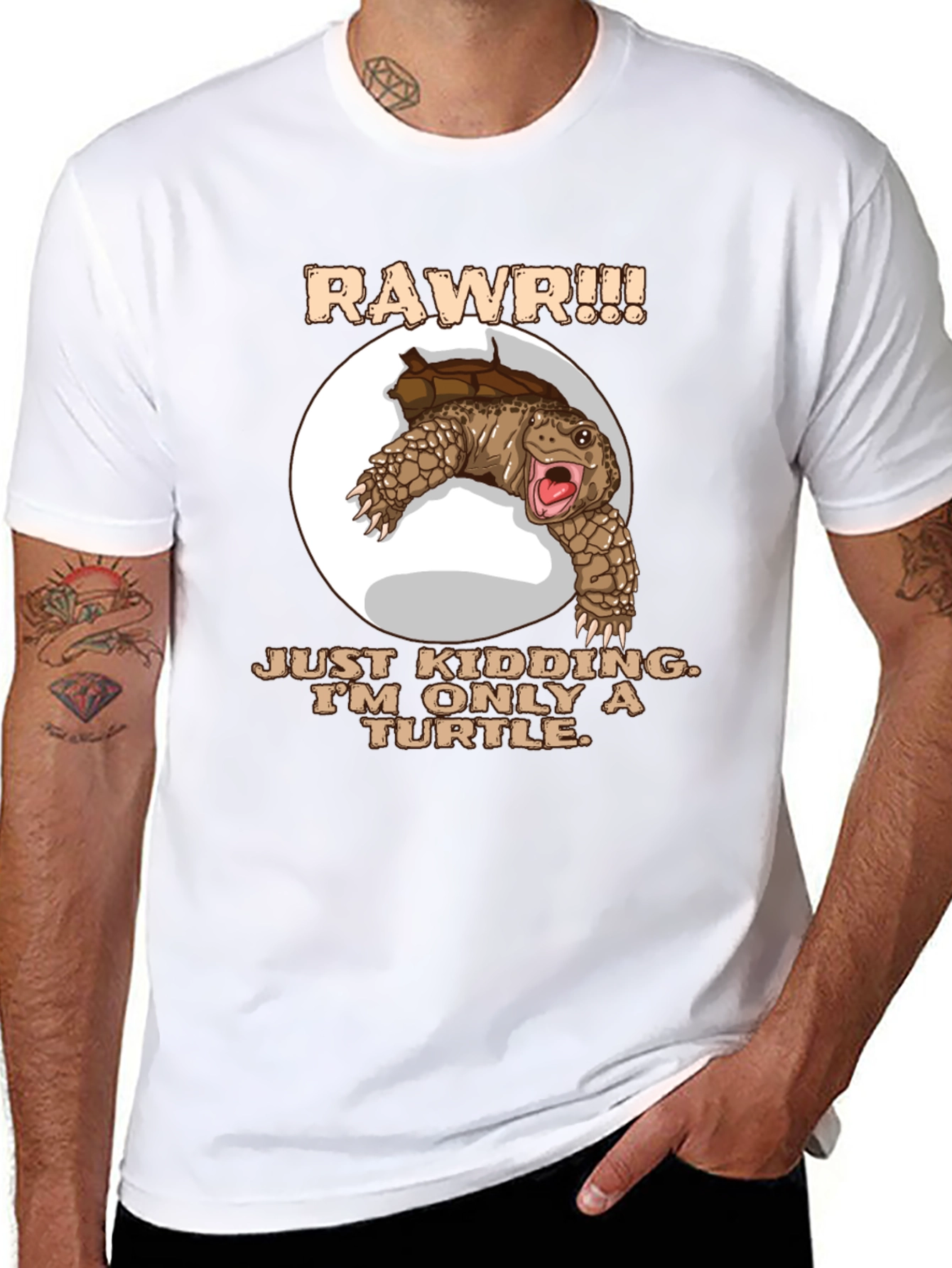 Funny Turtle RAWR Graphic T-Shirt
