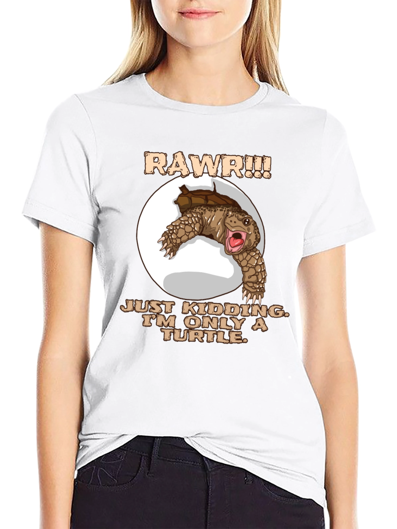 Funny Turtle RAWR Graphic T-Shirt