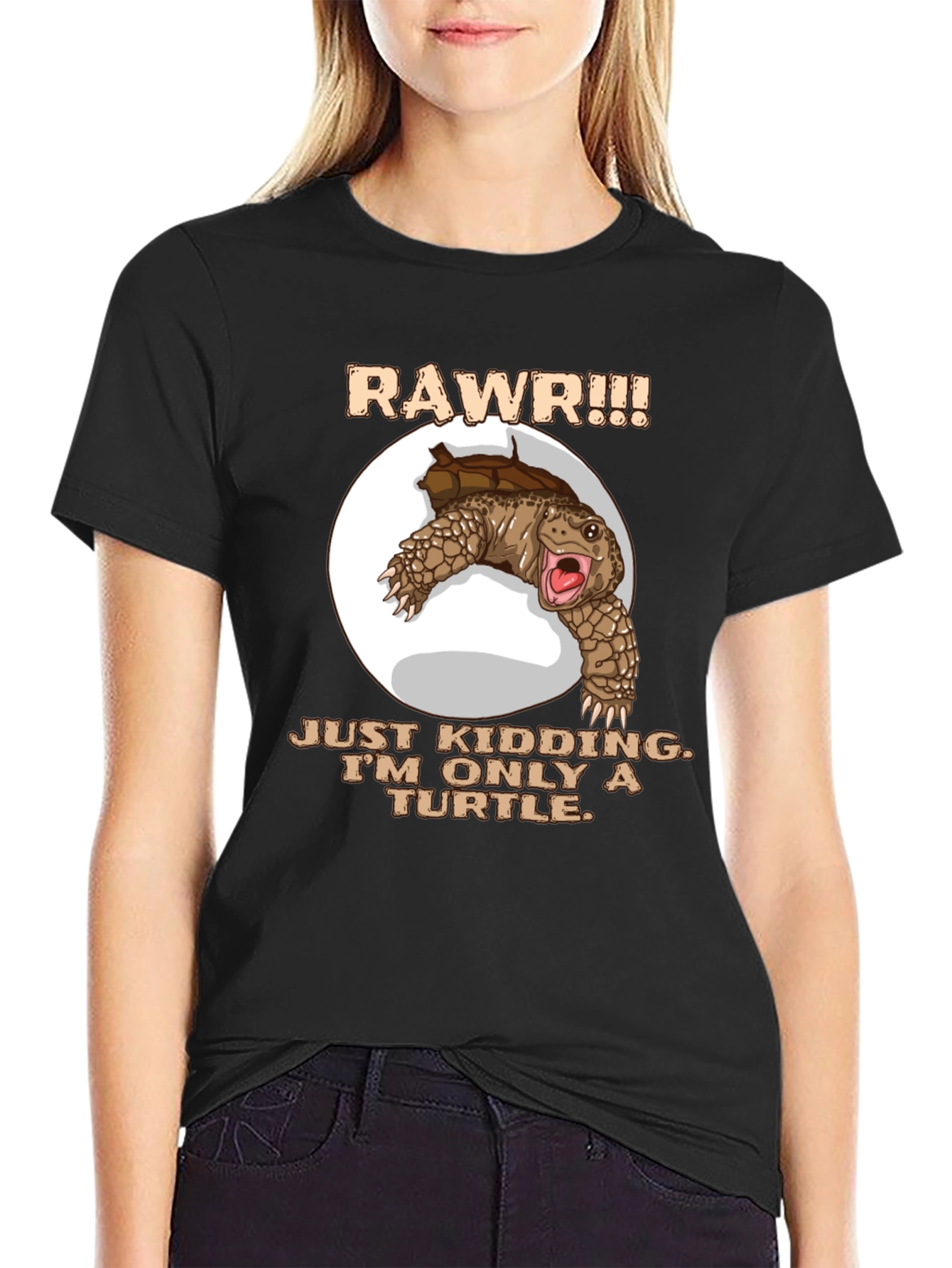 Funny Turtle RAWR Graphic T-Shirt