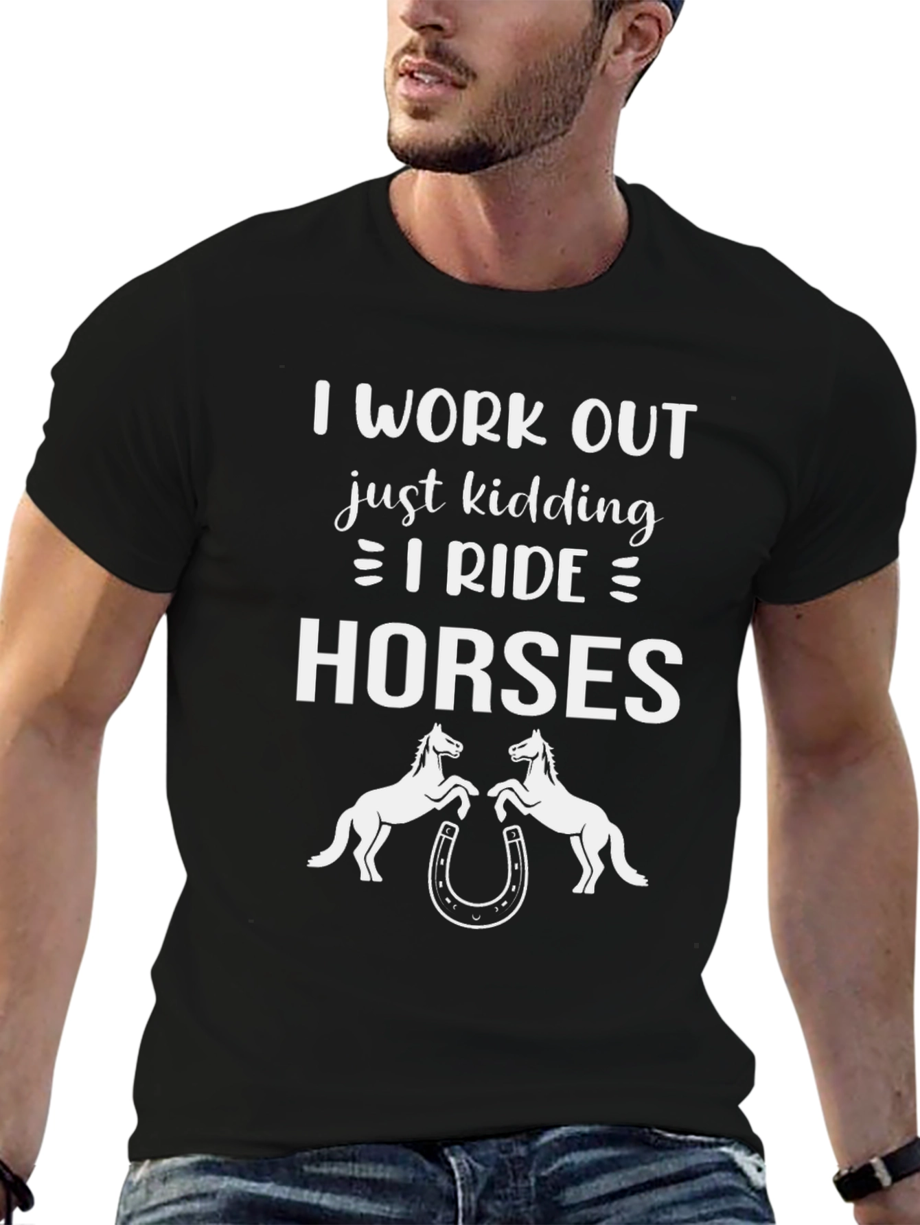 I Ride Horses Black Graphic Tee