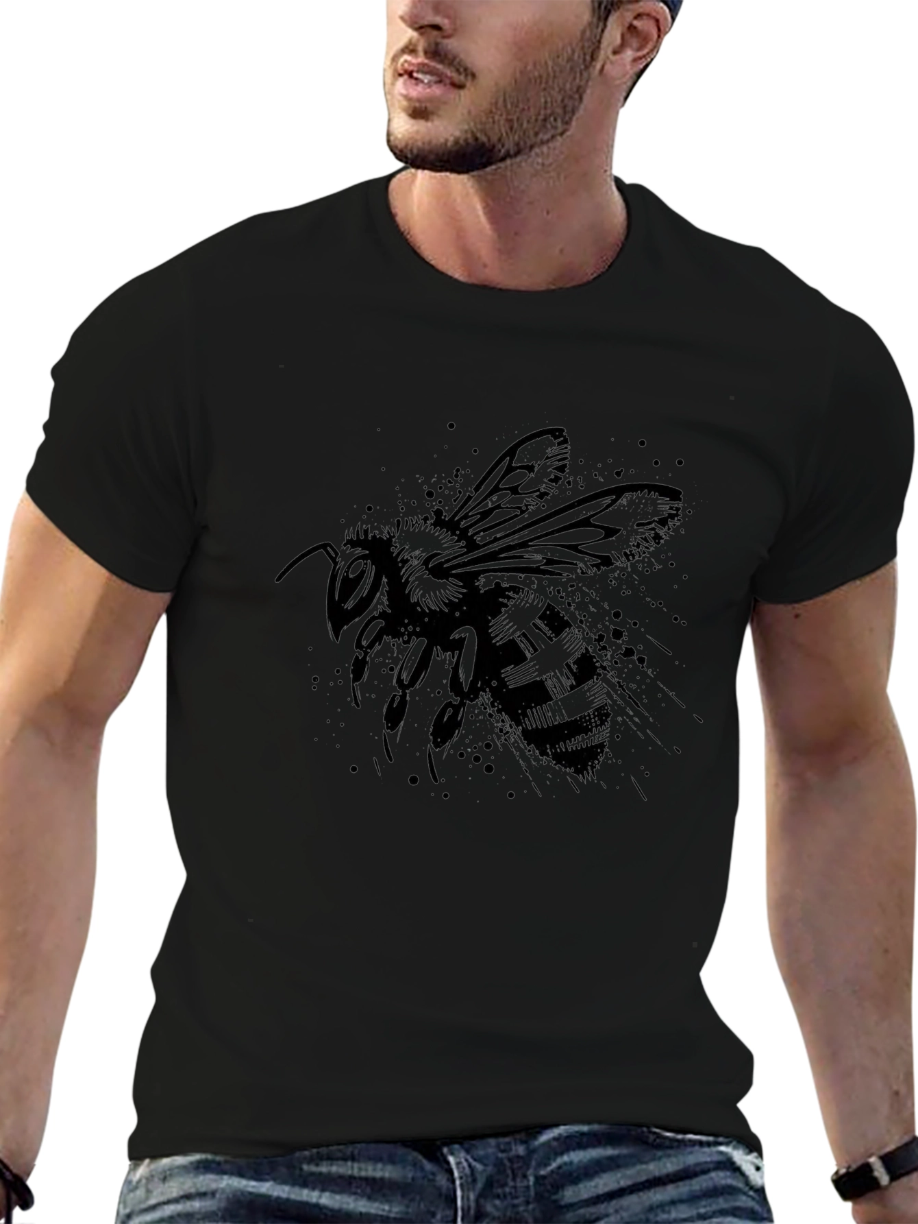 Black Bee Graphic Tee - Stylish Insect Design