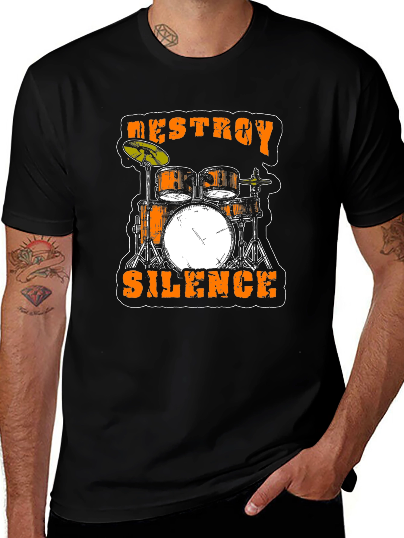 Destroy Silence Drum Set Black T-Shirt