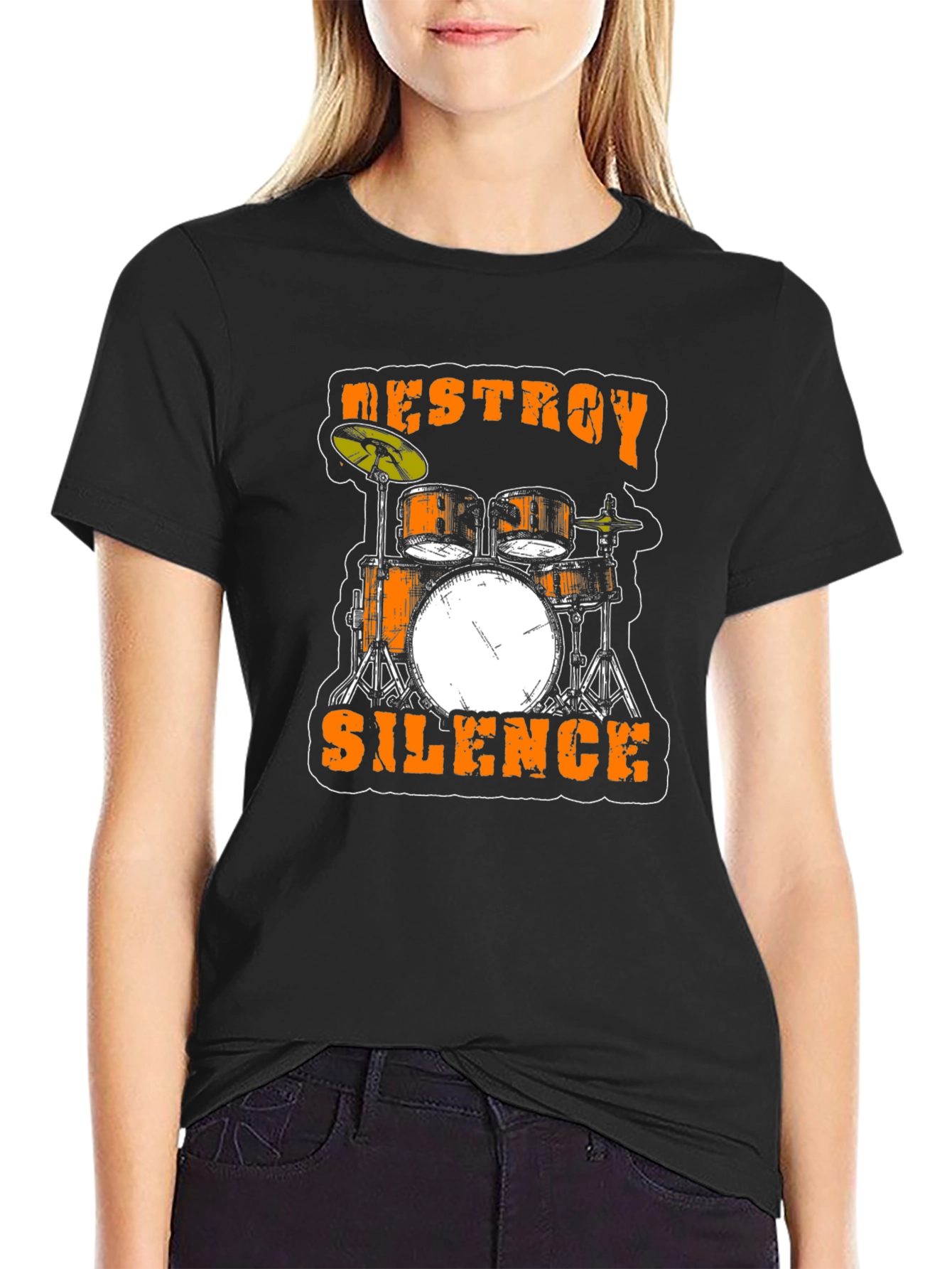 Destroy Silence Drum Set Black T-Shirt