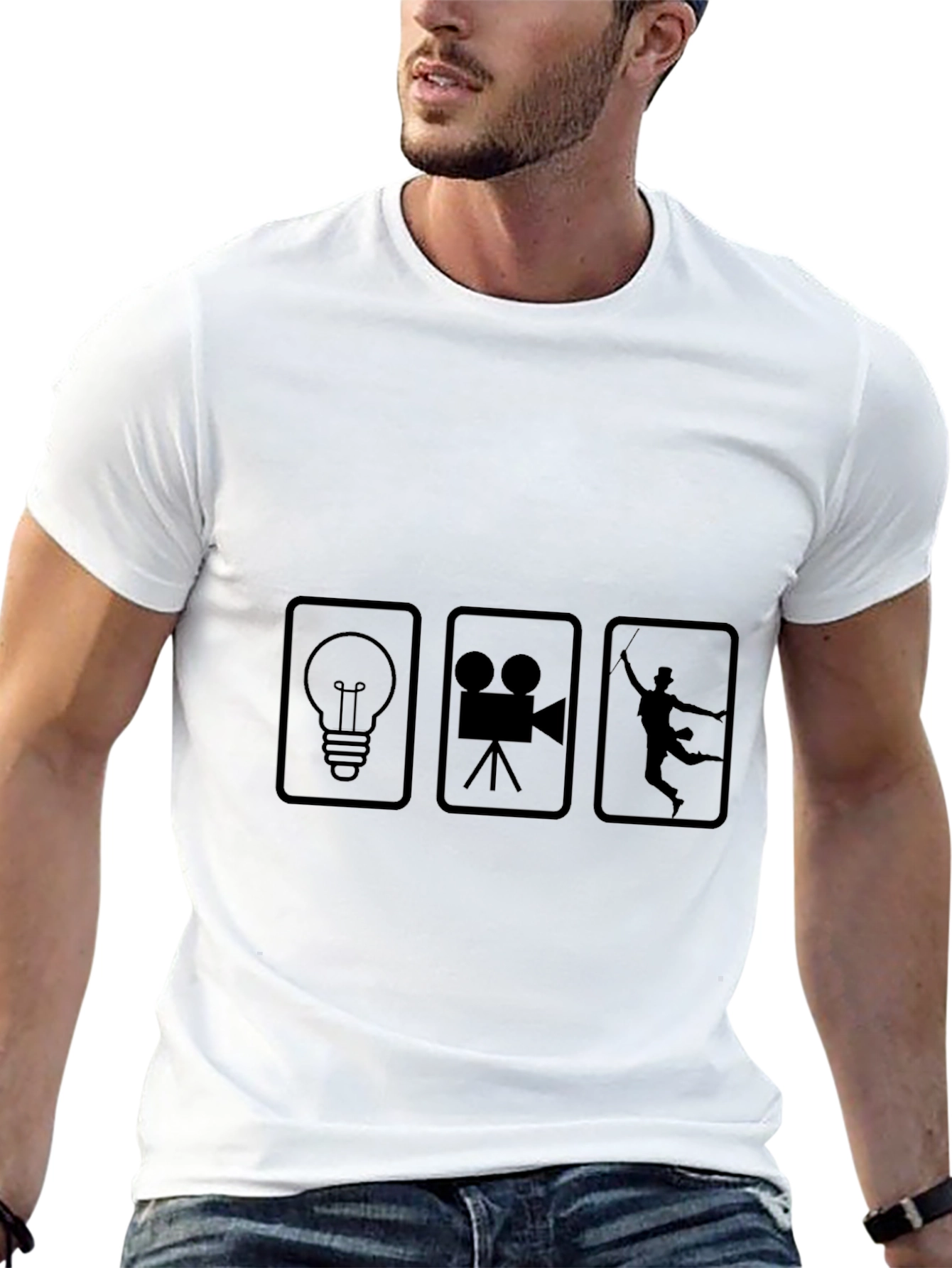 Film Crew Black T-Shirt - Lights Camera Action!