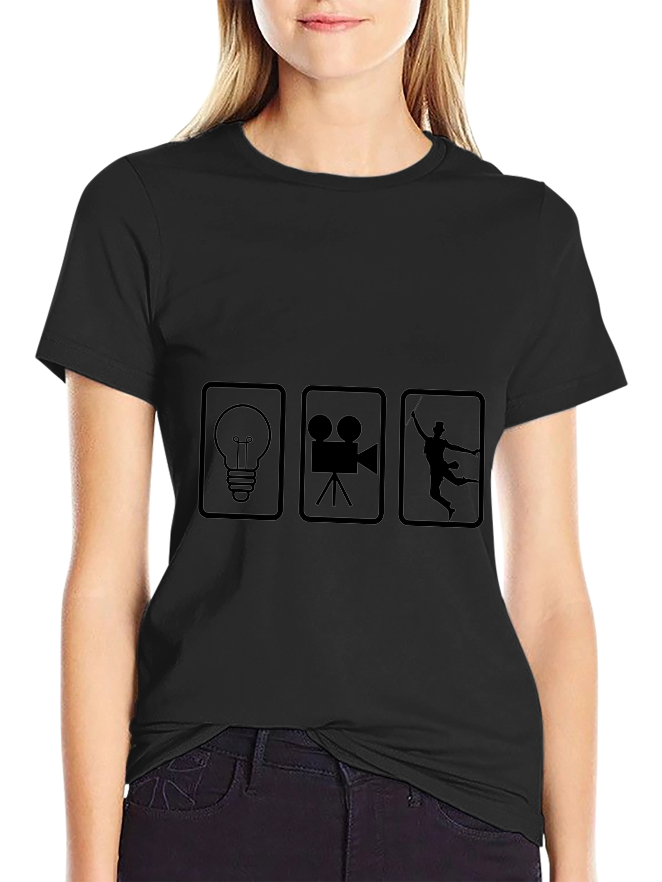 Film Crew Black T-Shirt - Lights Camera Action!