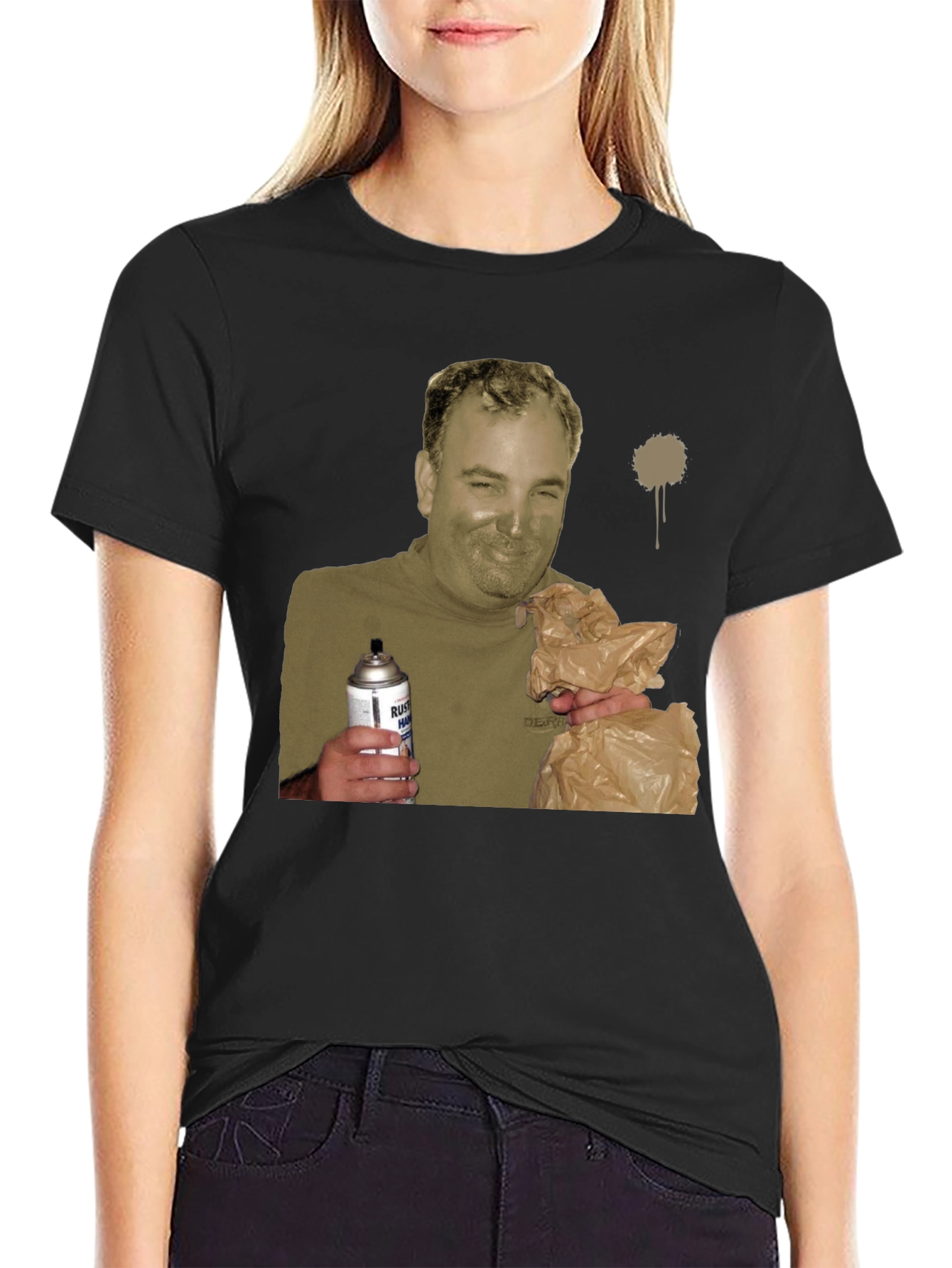Humorous Man Holding Spray Paint Can T-Shirt