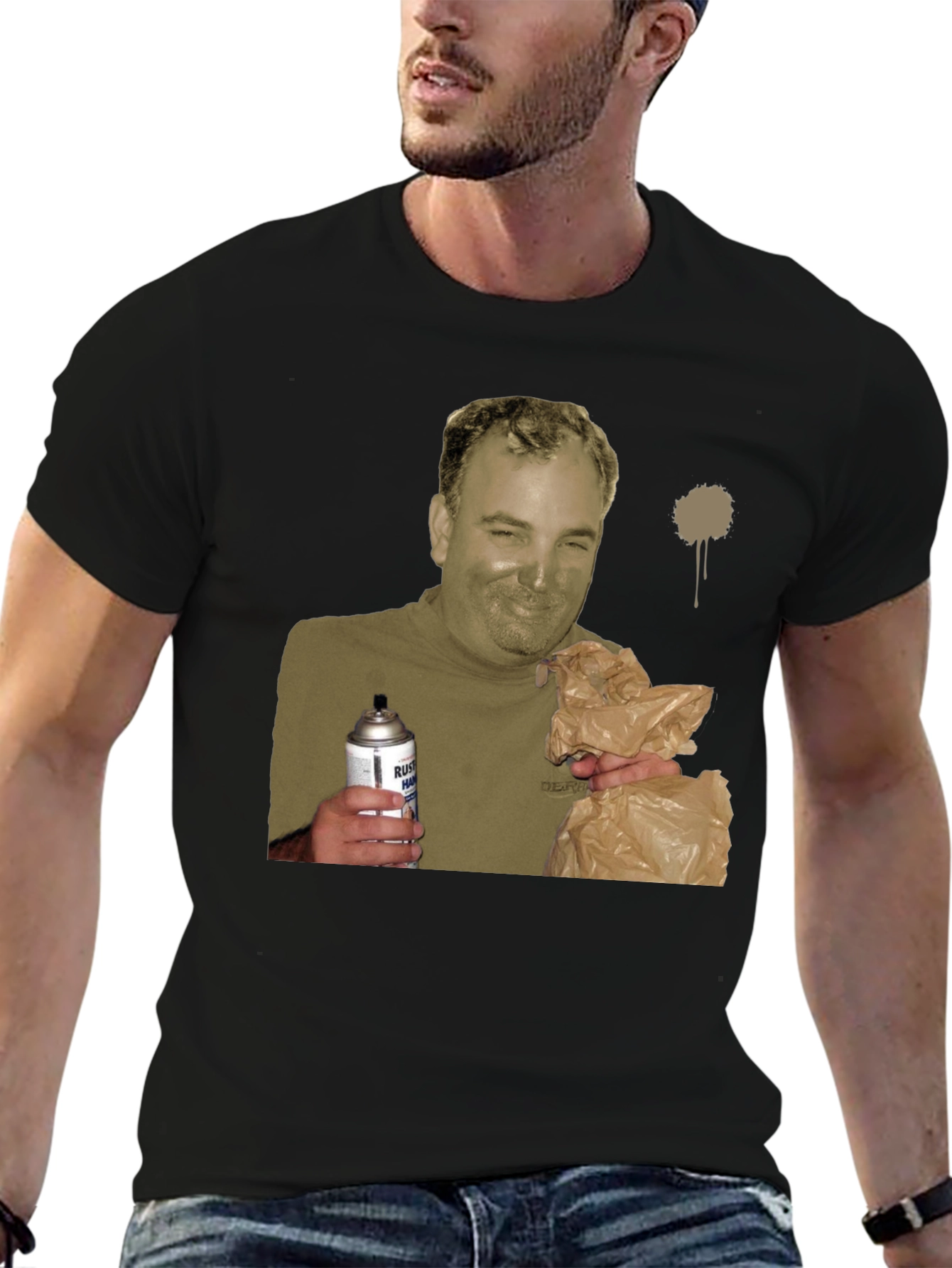 Humorous Man Holding Spray Paint Can T-Shirt