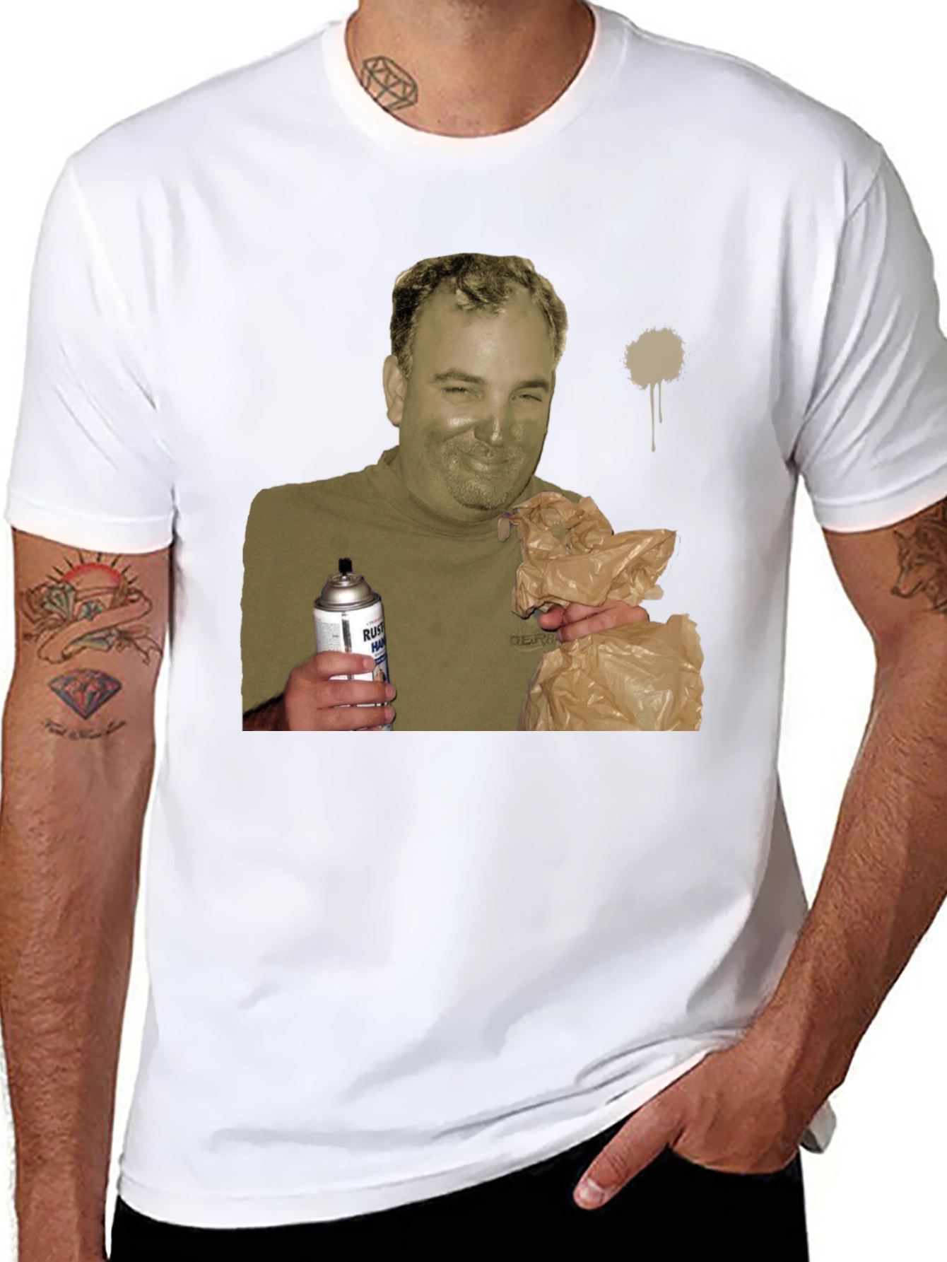 Humorous Man Holding Spray Paint Can T-Shirt