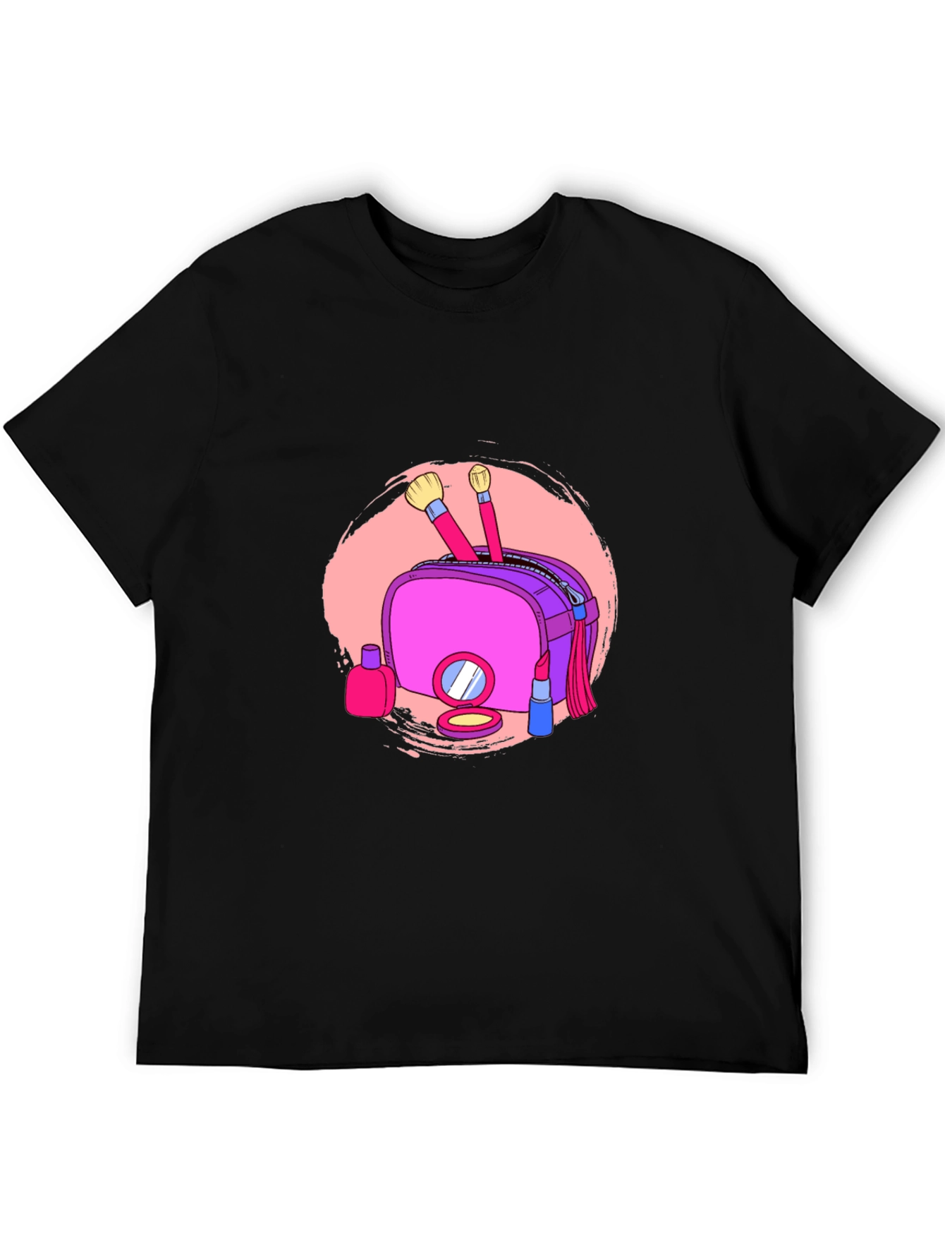 Makeup Bag Graphic Tee - Stylish Black T-Shirt