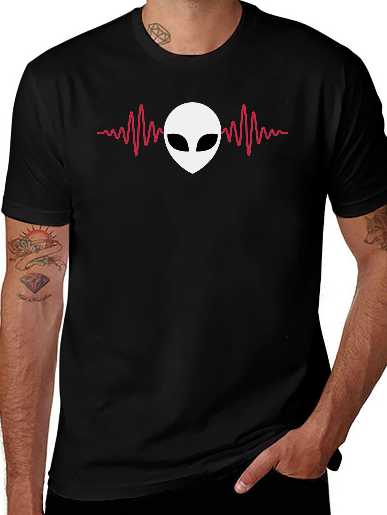 Alien Heartbeat T-Shirt - Mens Black Tee