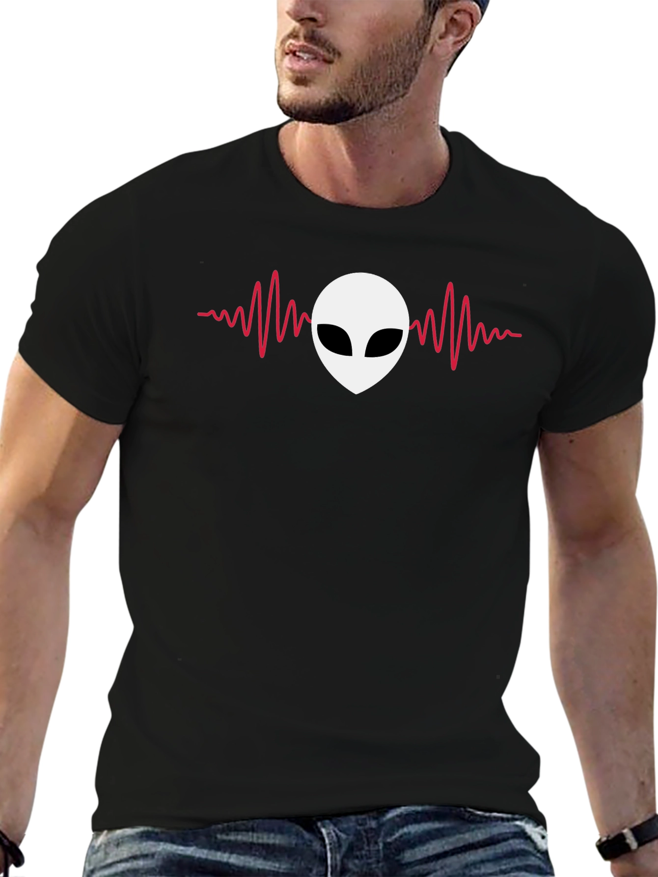 Alien Heartbeat T-Shirt - Mens Black Tee