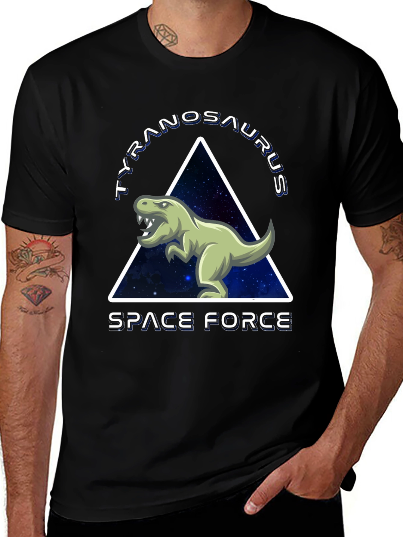 Tyrannosaurus Space Force Graphic T-Shirt