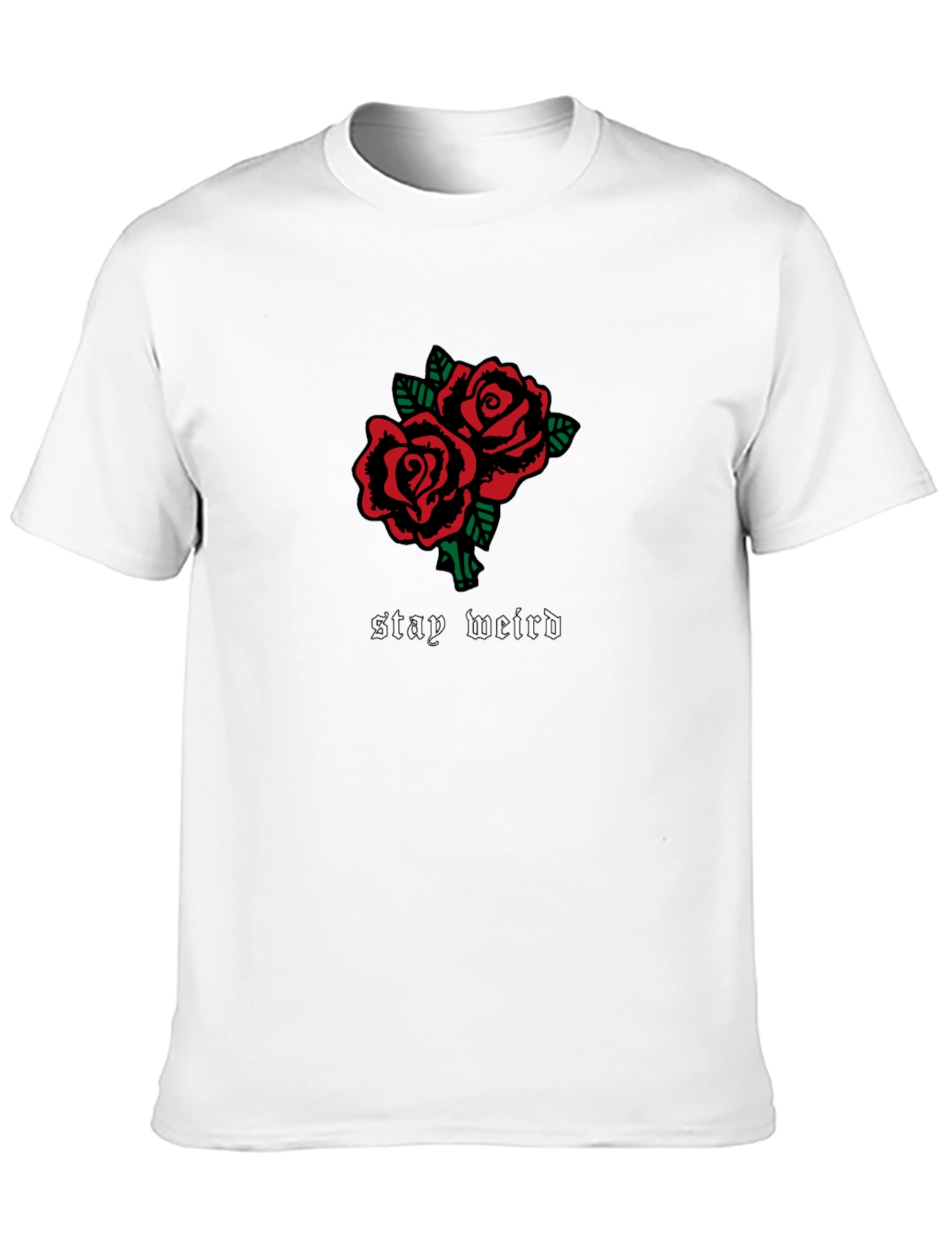 Stay Weird Rose T-Shirt - Black