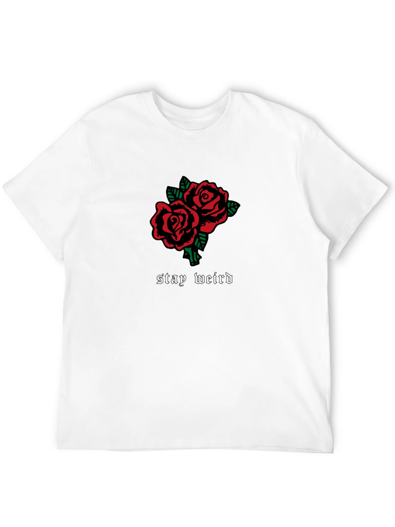 Stay Weird Rose T-Shirt - Black