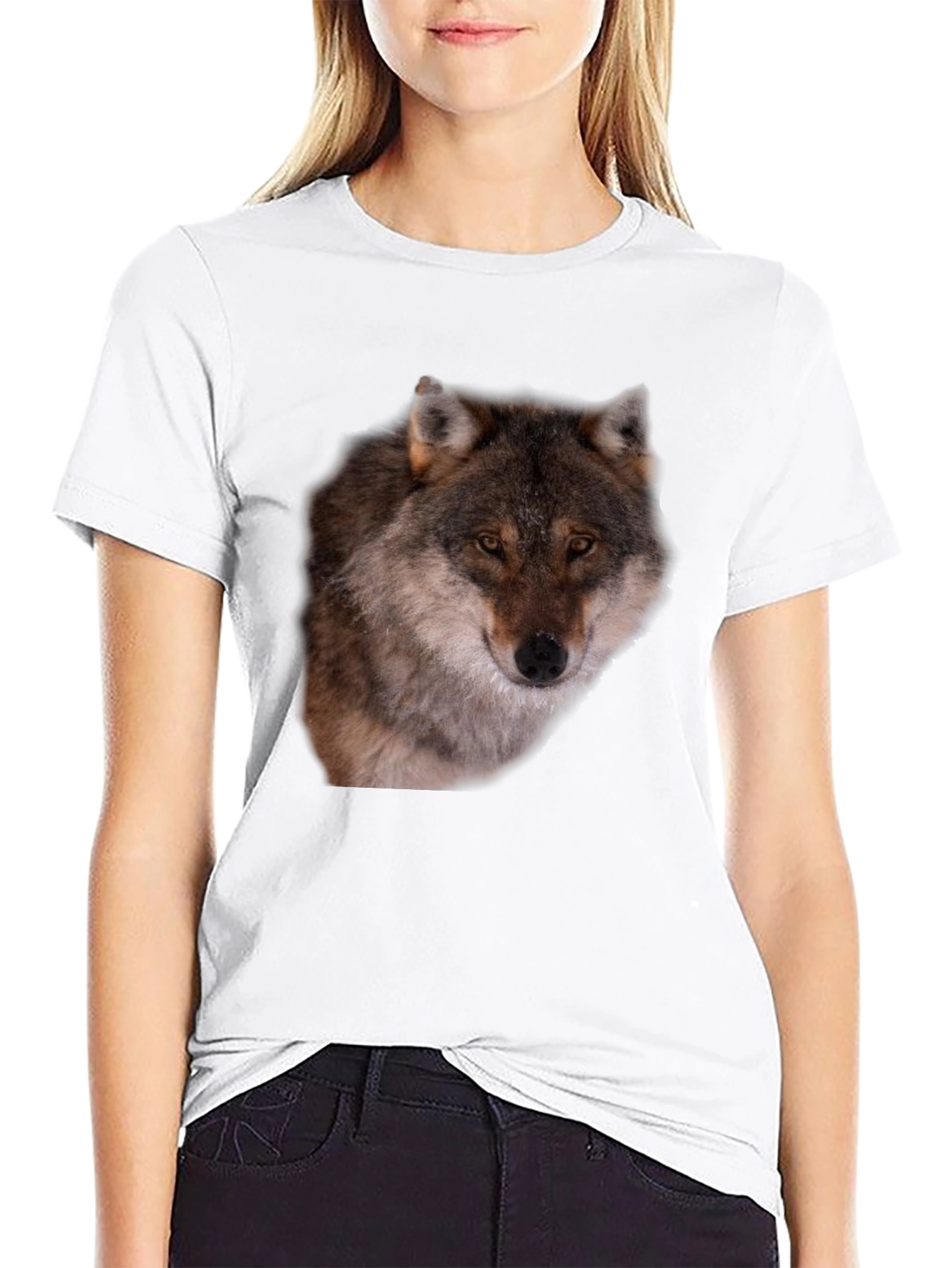 Wolf Graphic Tee - Black Animal Print T-Shirt