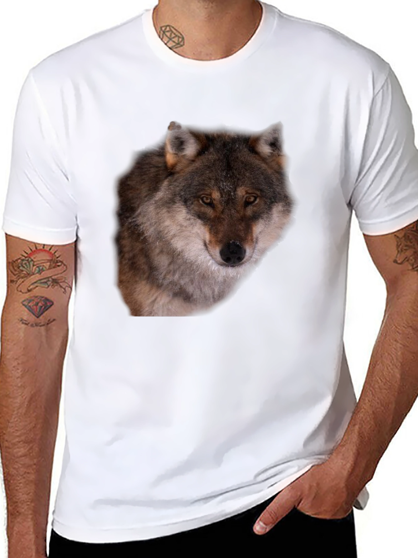 Wolf Graphic Tee - Black Animal Print T-Shirt