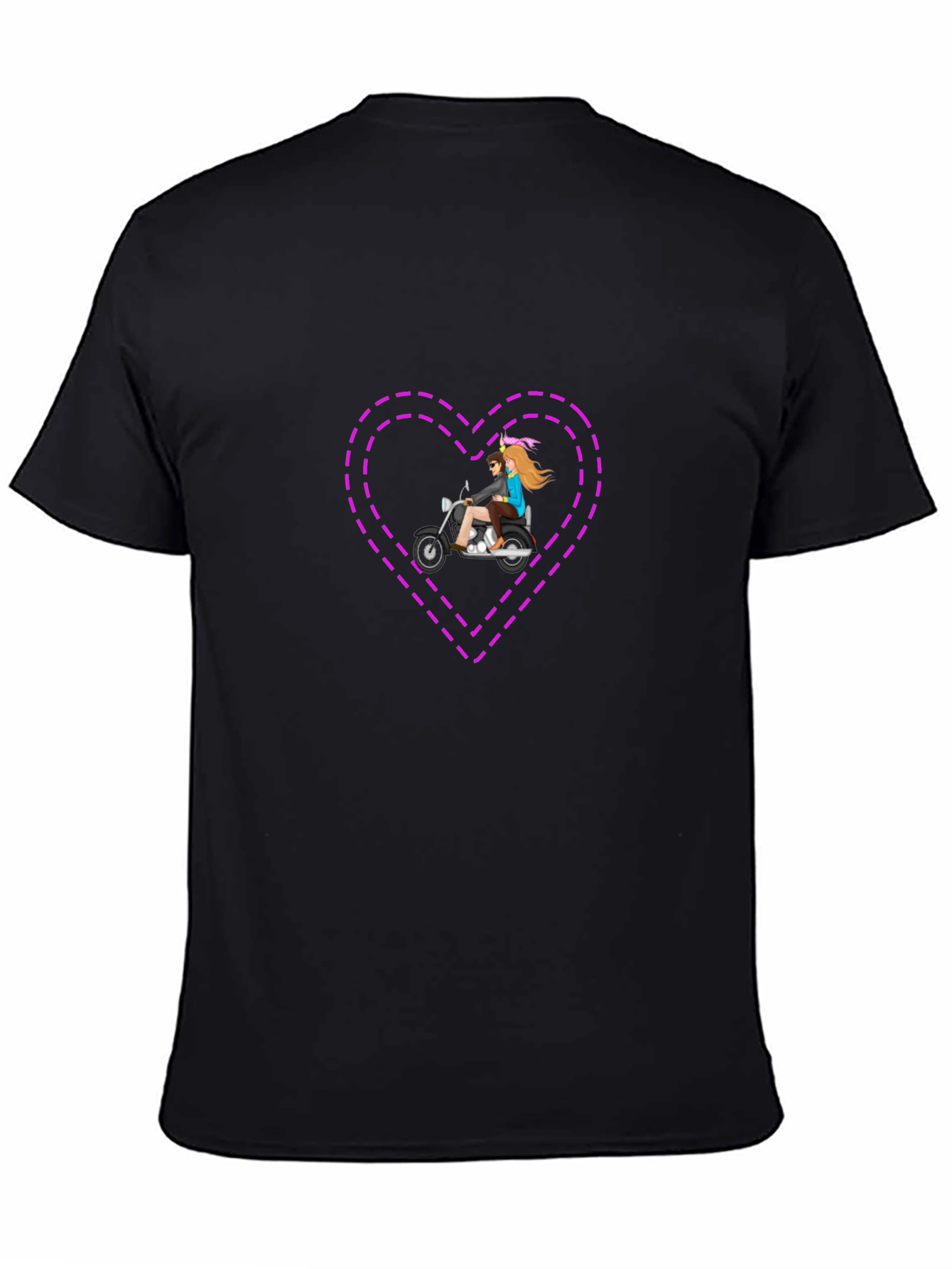 Motorcycle Heart Graphic Tee - Stylish Black T-Shirt