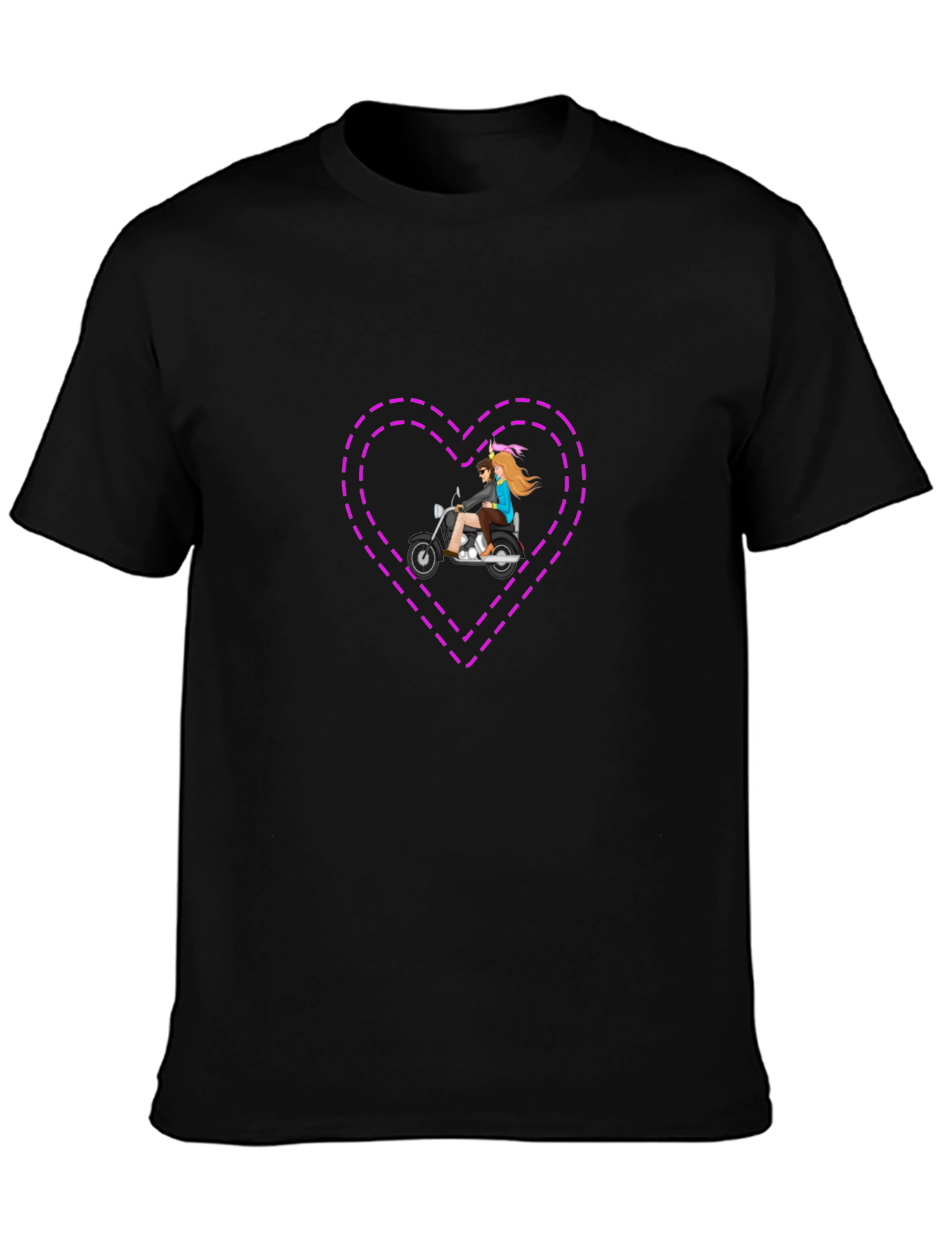 Motorcycle Heart Graphic Tee - Stylish Black T-Shirt