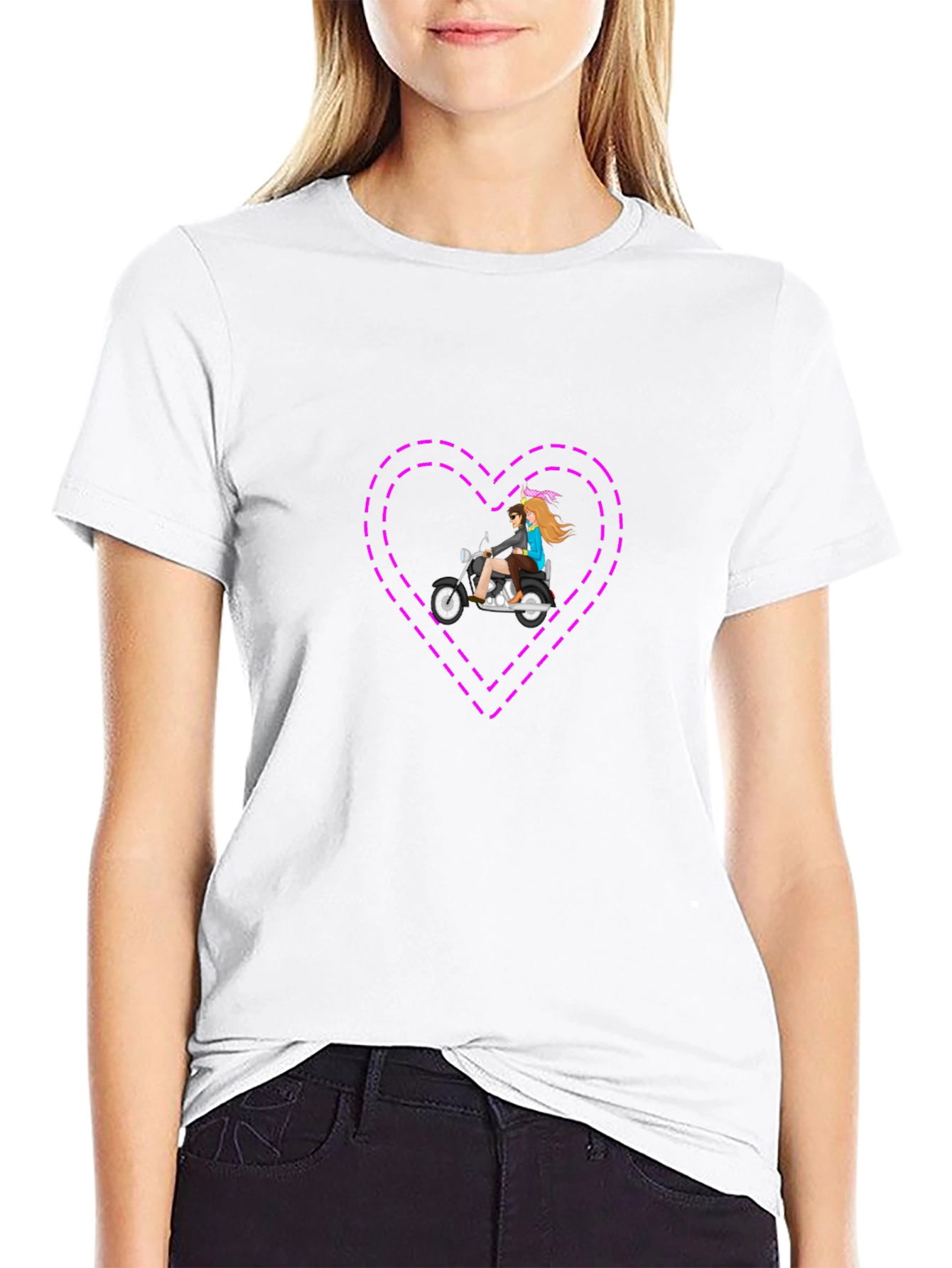 Motorcycle Heart Graphic Tee - Stylish Black T-Shirt