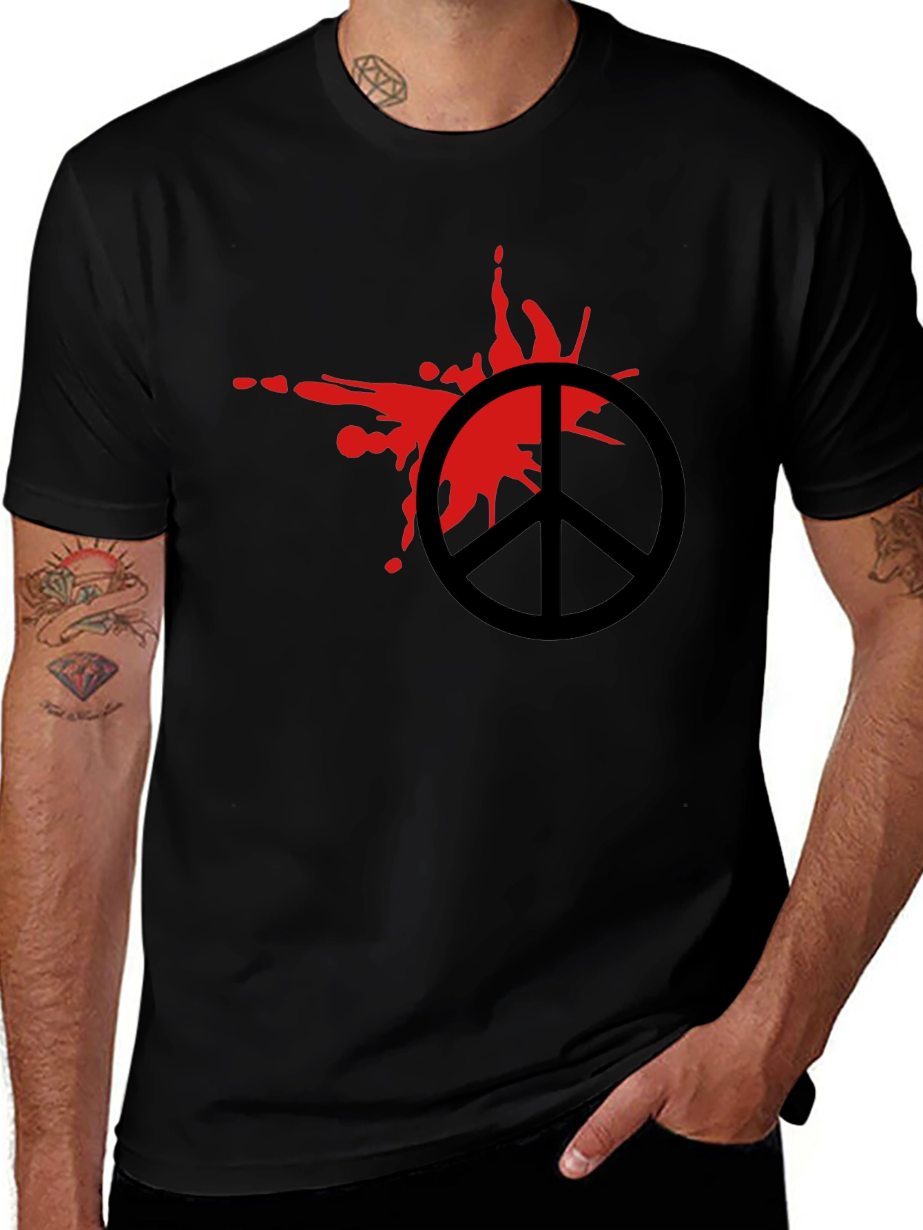 Peace Symbol Graphic Tee - Black
