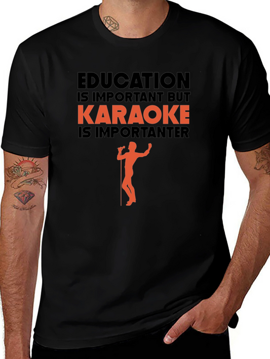 Karaoke is Importanter Graphic Tee - Black Cotton T-Shirt