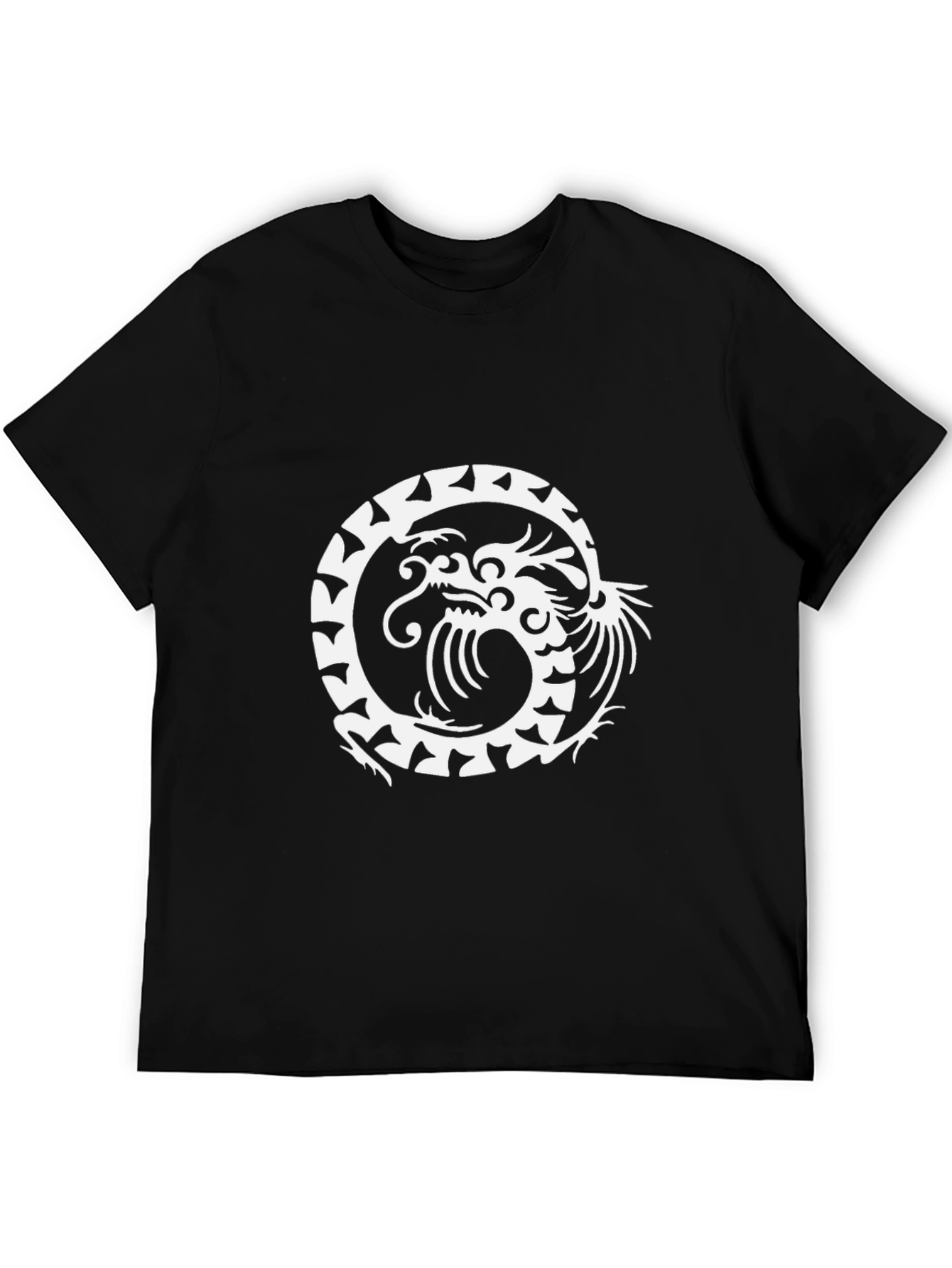 Dragon Circle Graphic Tee - Modern Black T-Shirt