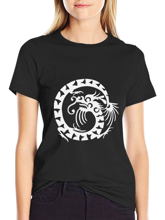 Dragon Circle Graphic Tee - Modern Black T-Shirt