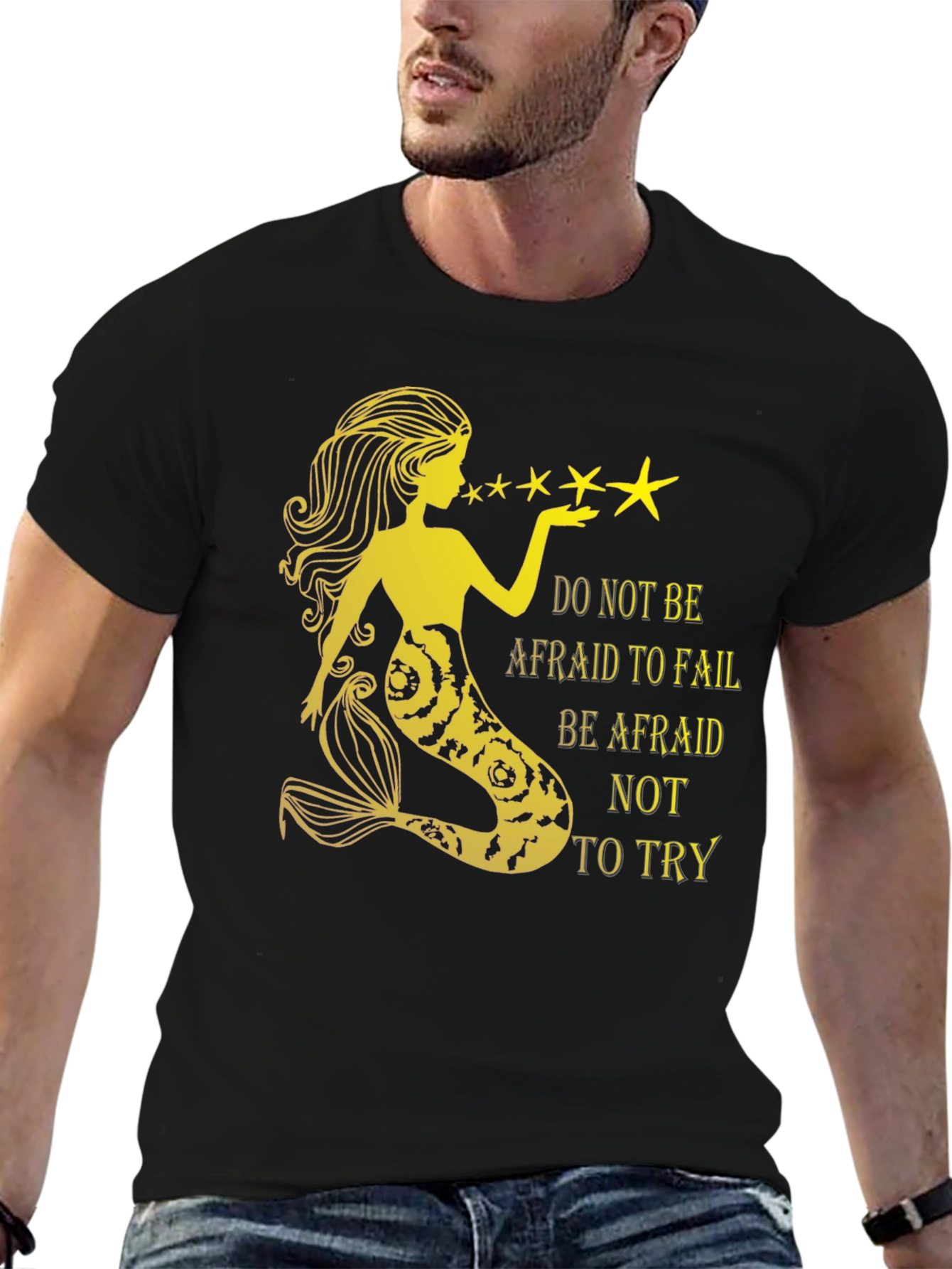 Mermaid Graphic Tee - Inspirational Quote Black T-Shirt