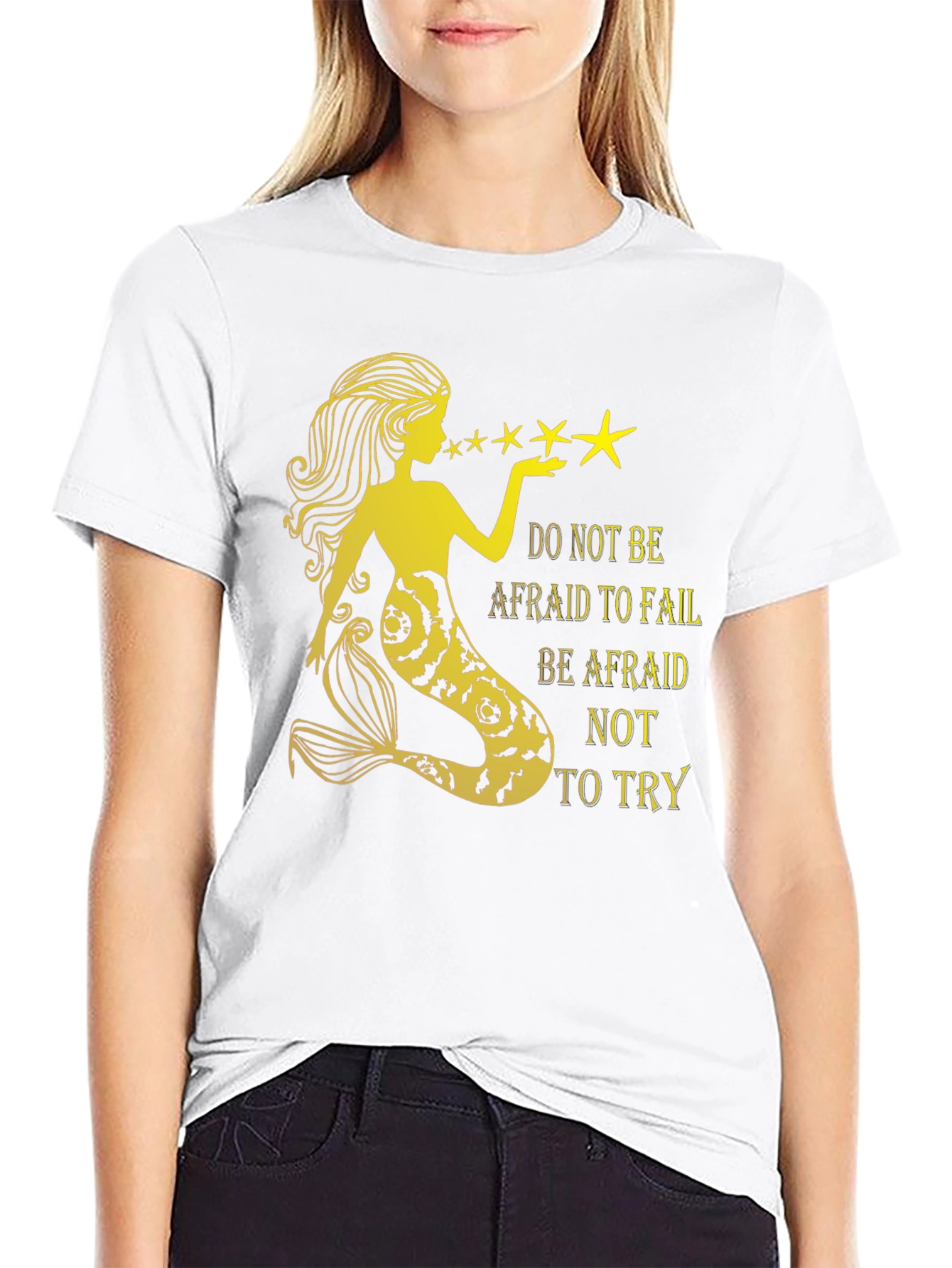 Mermaid Graphic Tee - Inspirational Quote Black T-Shirt