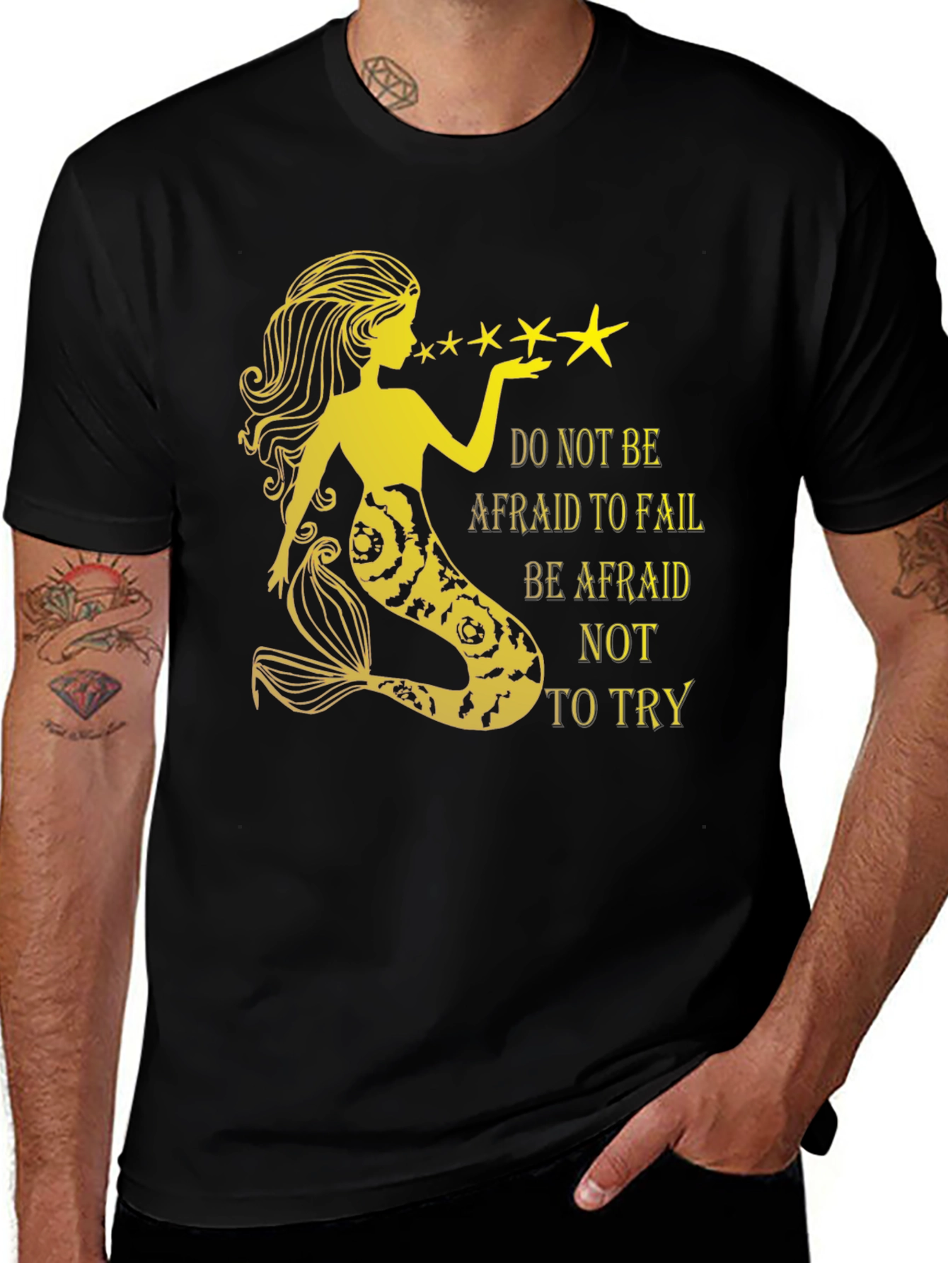 Mermaid Graphic Tee - Inspirational Quote Black T-Shirt