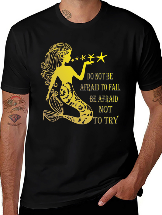 Mermaid Graphic Tee - Inspirational Quote Black T-Shirt