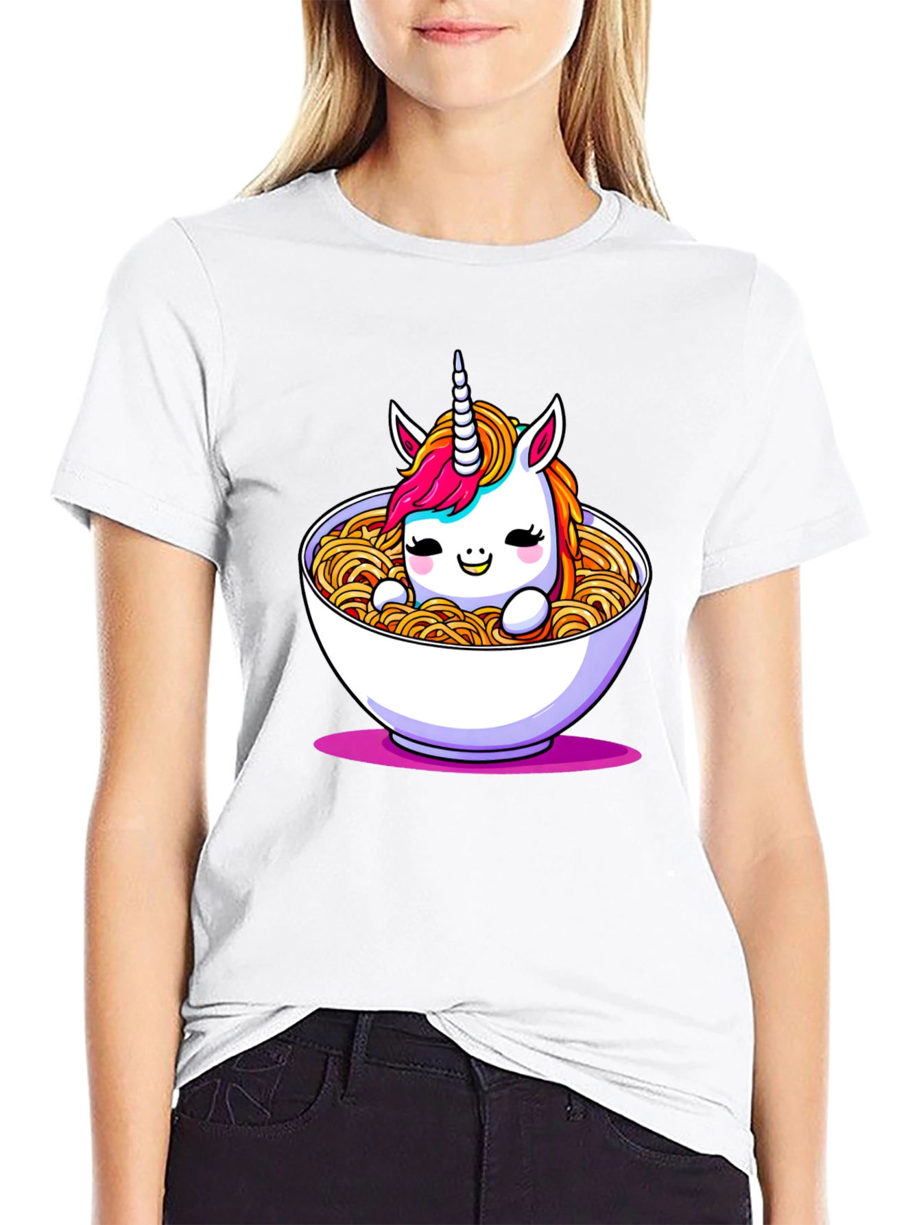 Unicorn Ramen Bowl Black T-Shirt