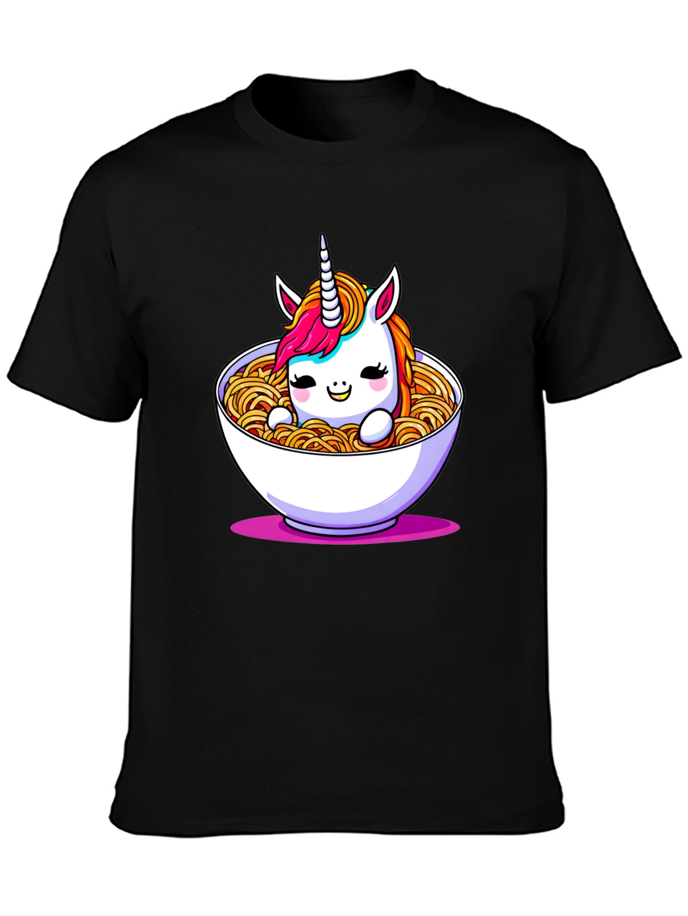 Unicorn Ramen Bowl Black T-Shirt