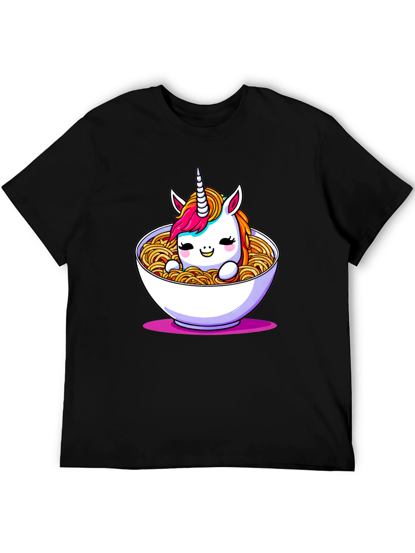 Unicorn Ramen Bowl Black T-Shirt