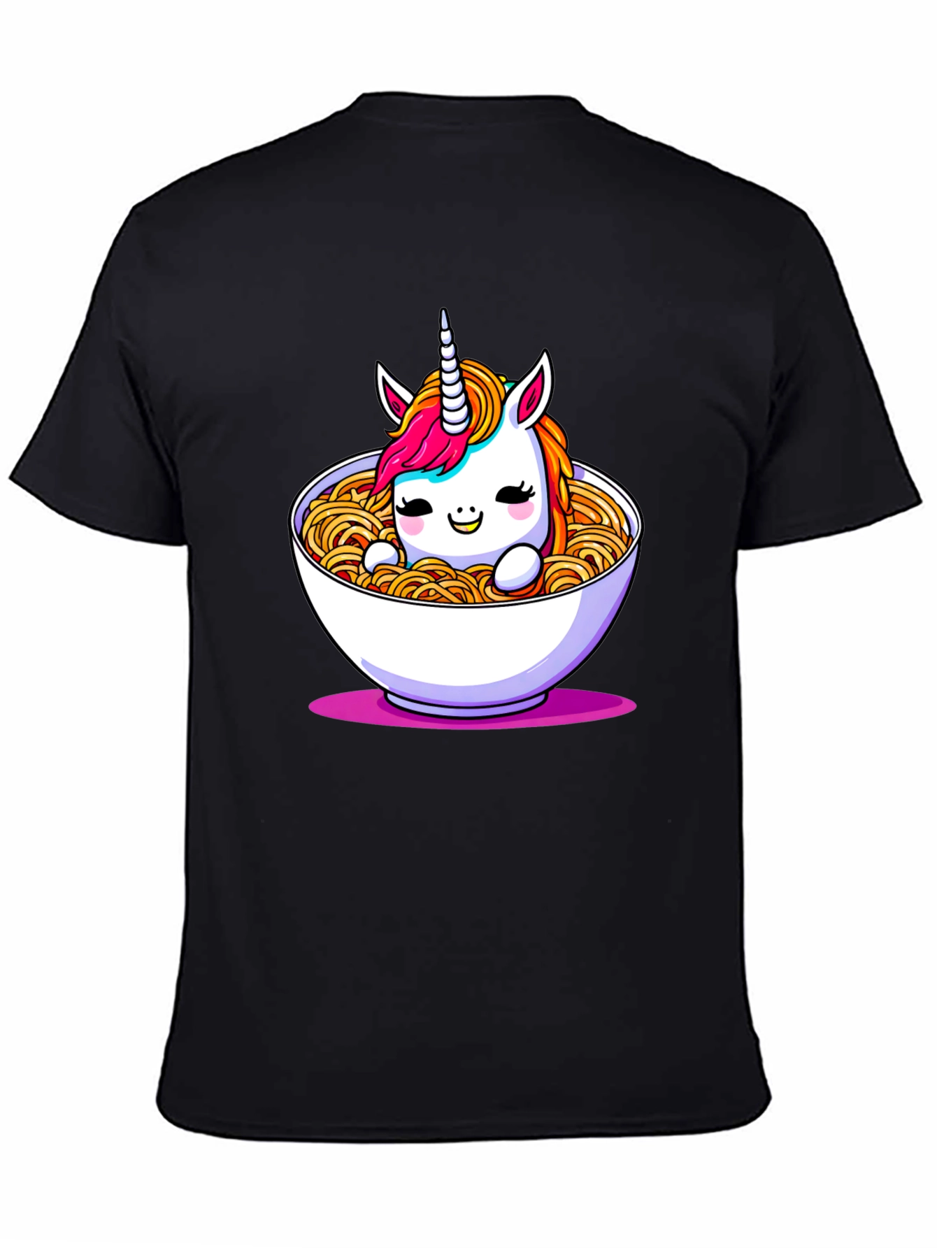 Unicorn Ramen Bowl Black T-Shirt