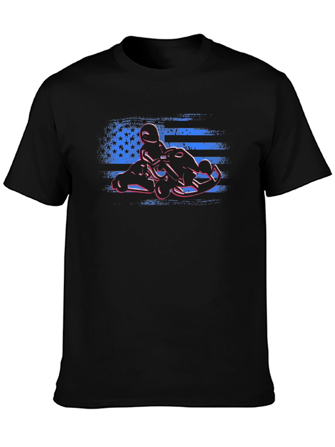 Kart Racing USA Flag Graphic Tee - Black