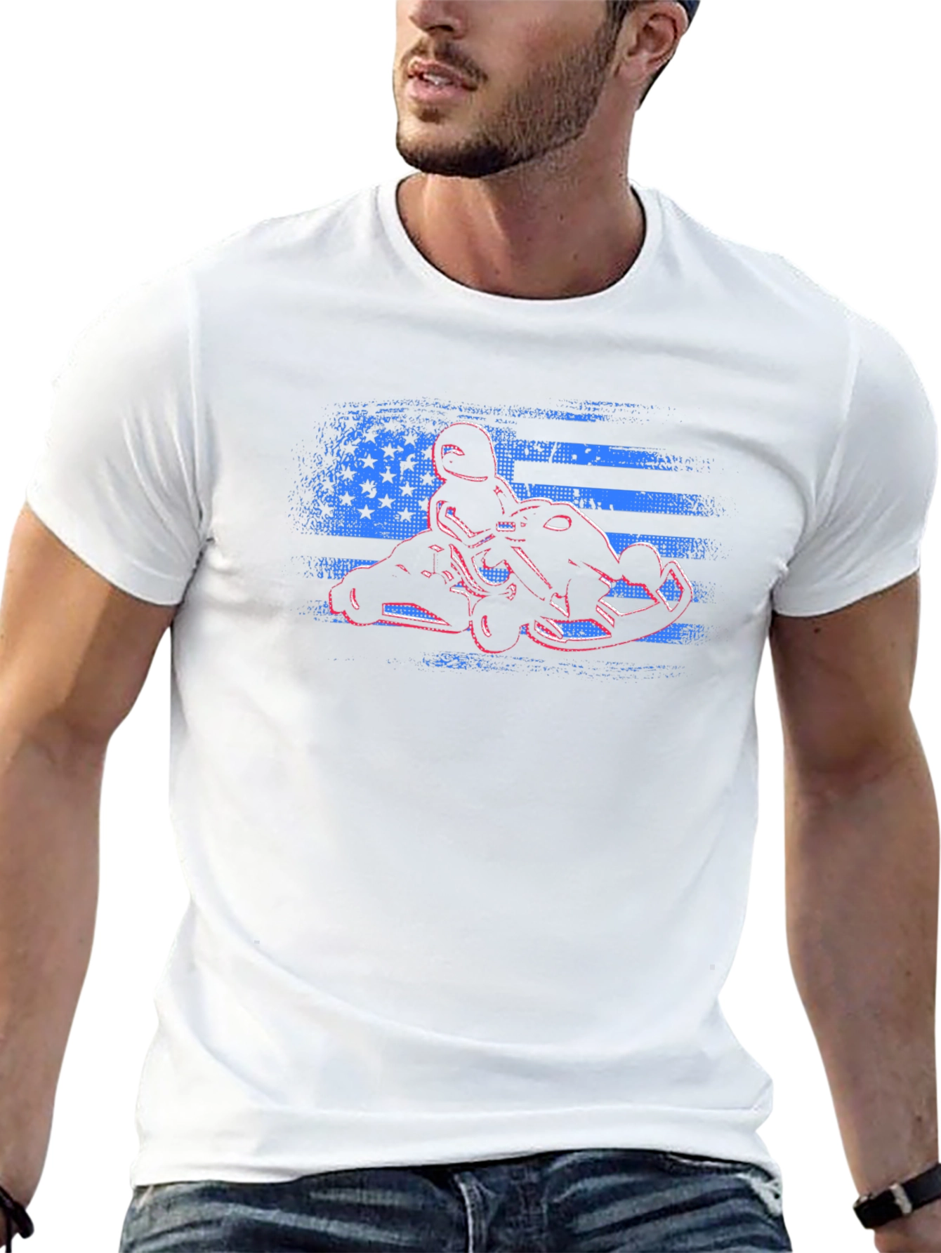 Kart Racing USA Flag Graphic Tee - Black